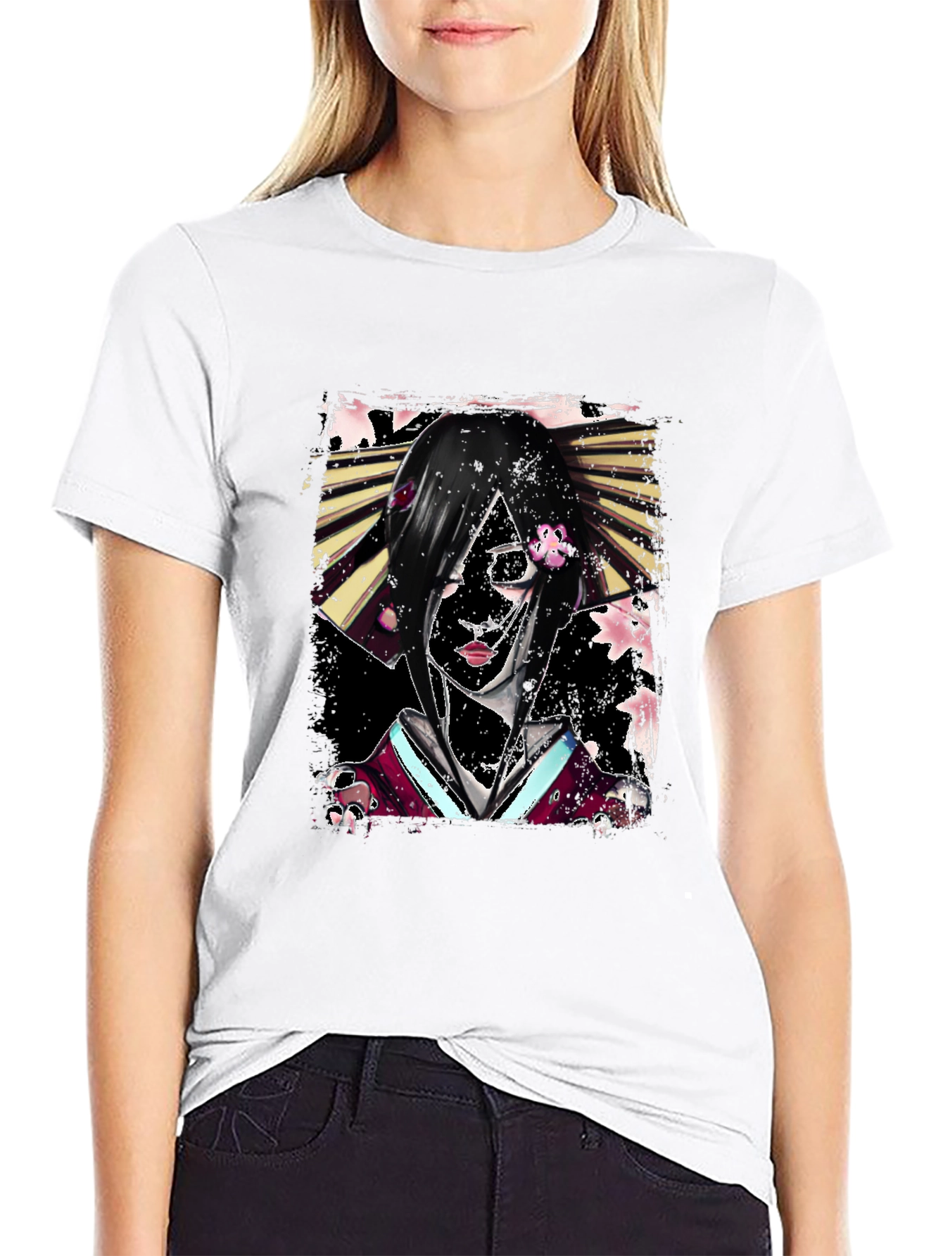 Black Geisha Graphic Black T-Shirt view 9