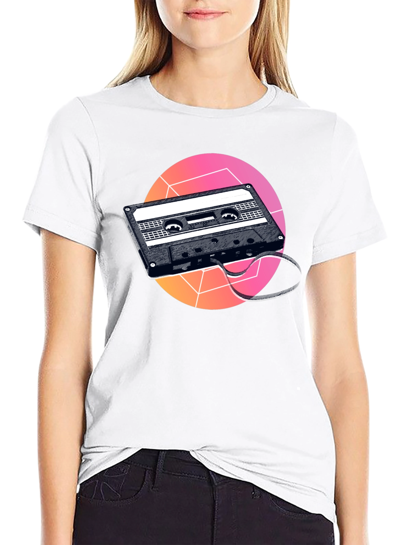 Black Retro Cassette Tape Graphic T-Shirt - Black view 9