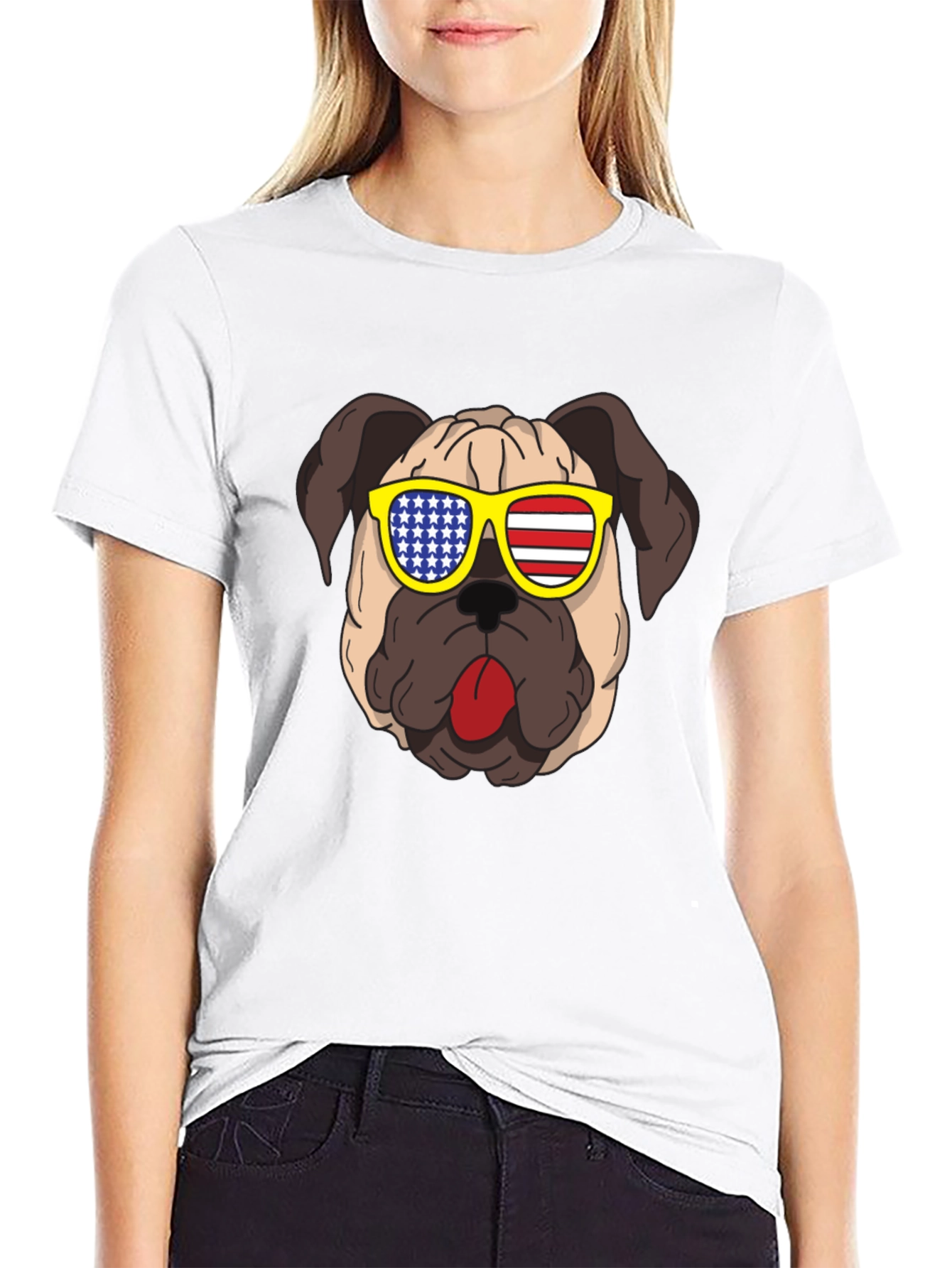 Black Patriotic Pug T-Shirt - USA Dog Tee view 9