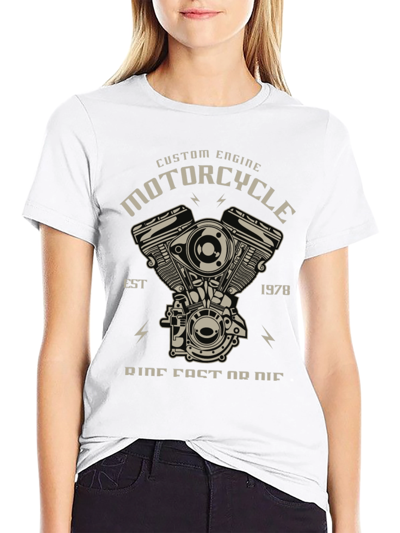 Black Motorcycle Engine Graphic Tee - Ride Fast Or Die T-Shirt view 9