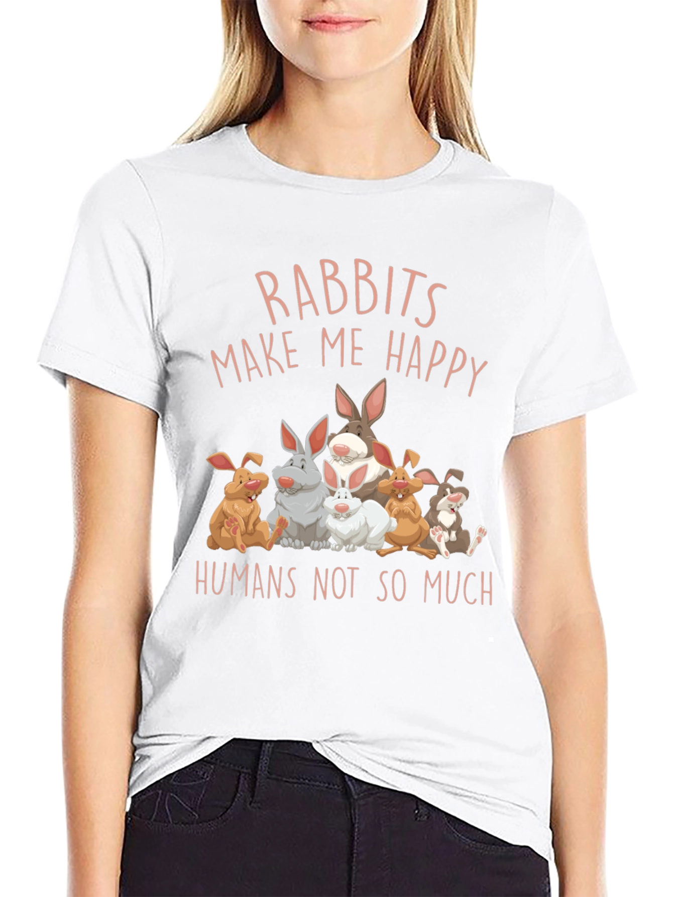 Black Rabbits Make Me Happy Graphic Tee view 9