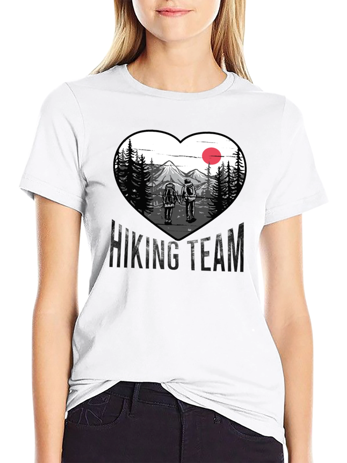 Black Hiking Team Heart Graphic Tee - Nature Lovers Shirt view 9