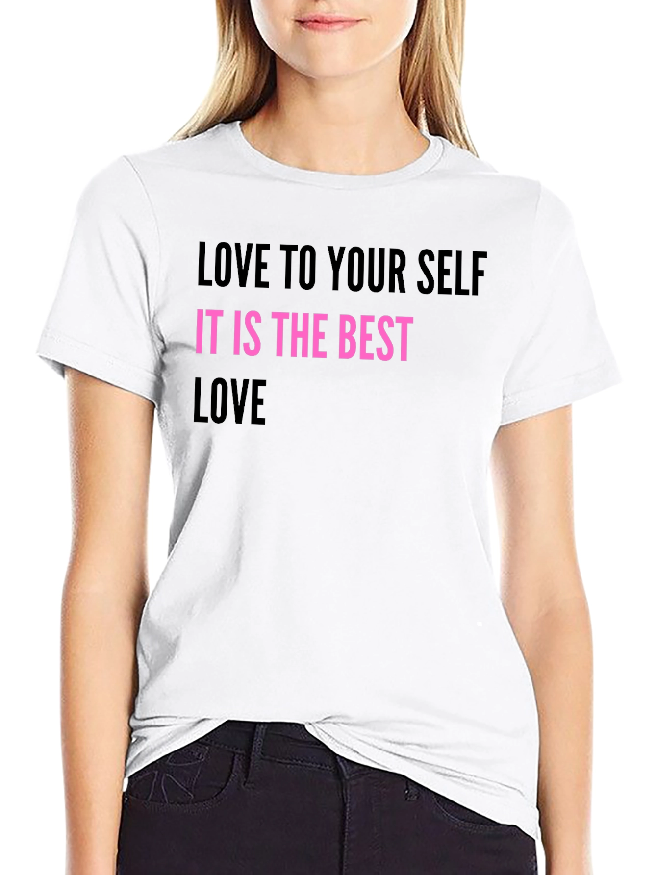 Black Love Yourself Graphic Tee - Black Crew Neck view 9