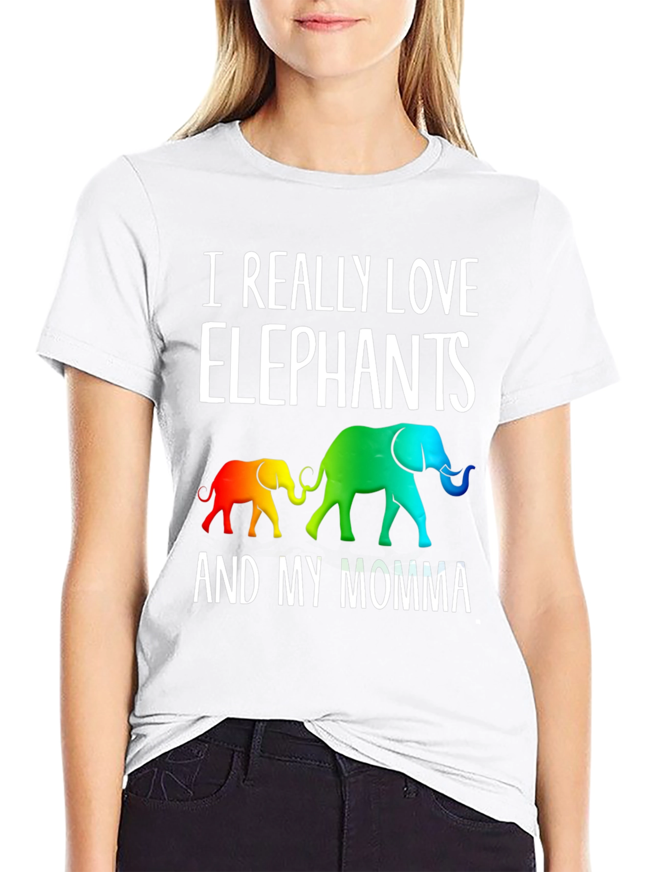 Black I Really Love Elephants And My Momma Graphic Tee view 9