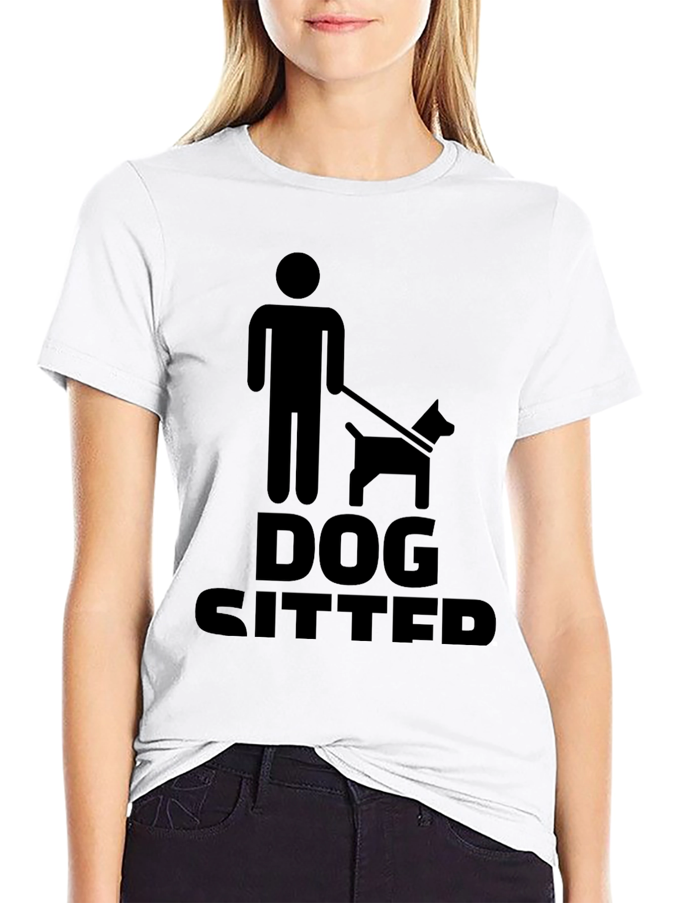 Black Dog Sitter Graphic Tee - Black Crew Neck T-Shirt view 9