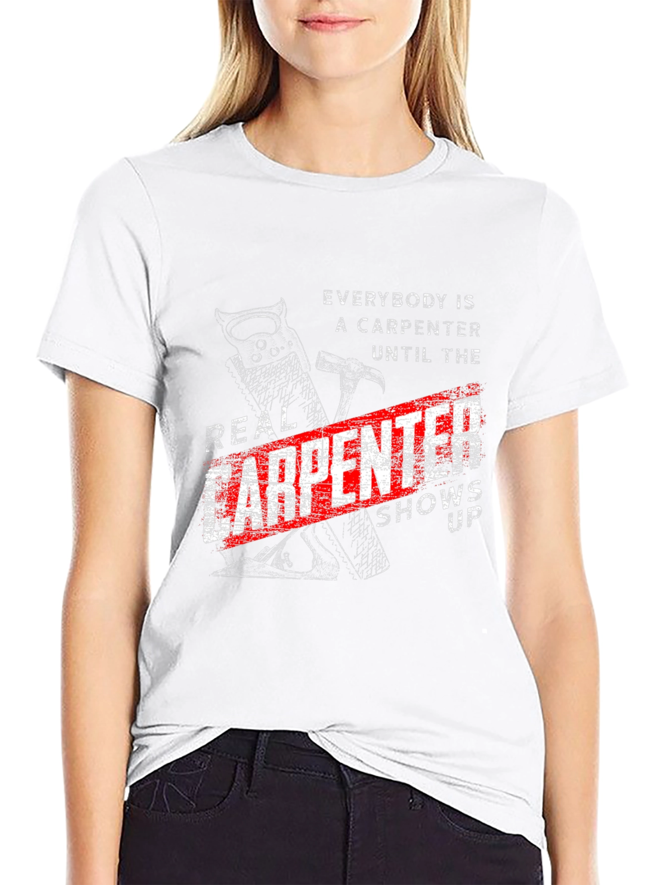 Black Real Carpenter T-Shirt - Funny Carpenter Gift view 9