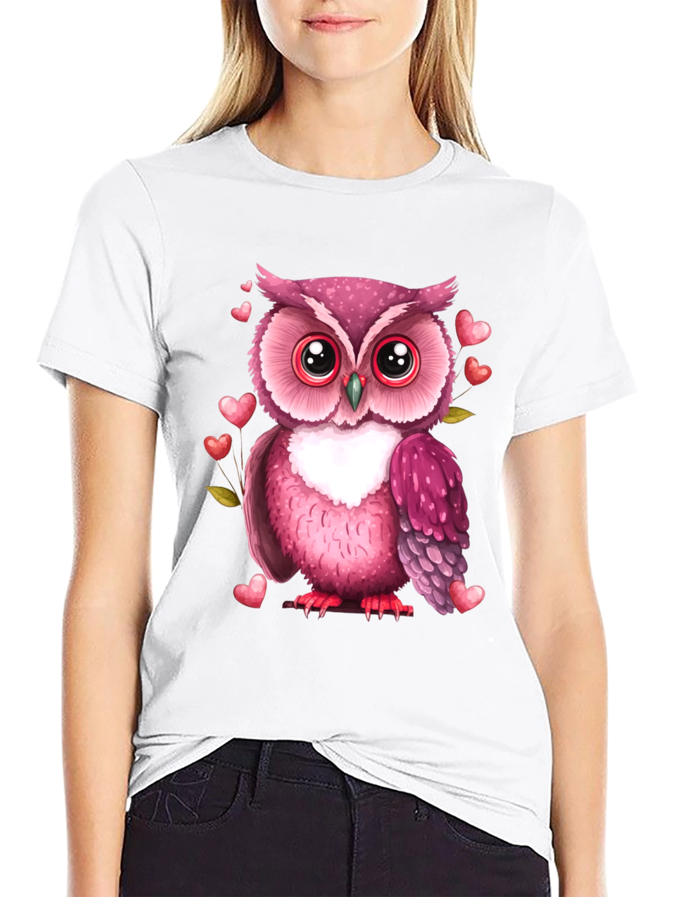 Black Owl Heart Valentine's Day Tee view 9