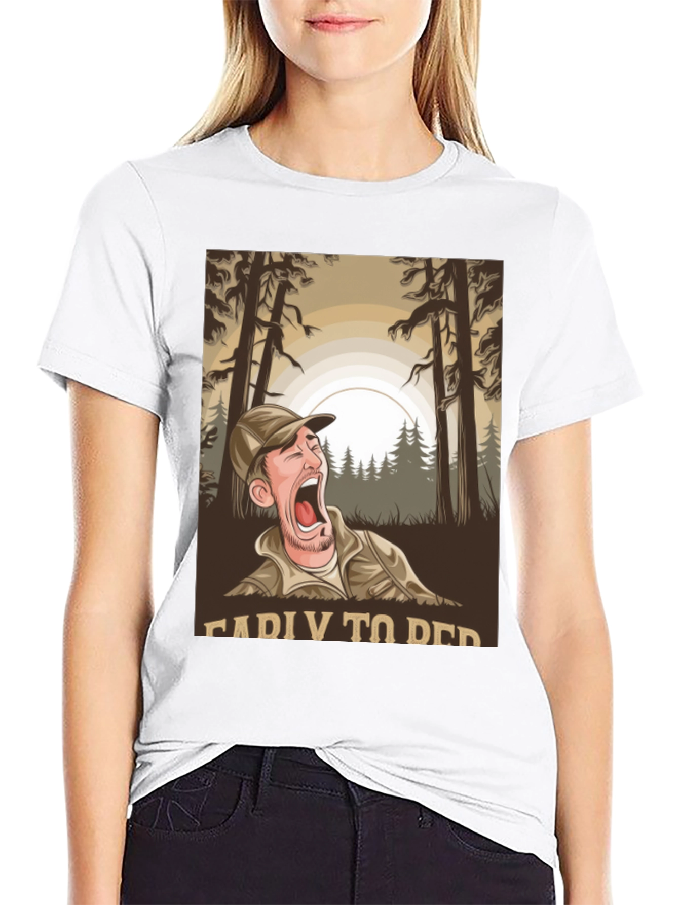 Black Funny Camping T-Shirt: Ready To Bed Graphic Tee view 9