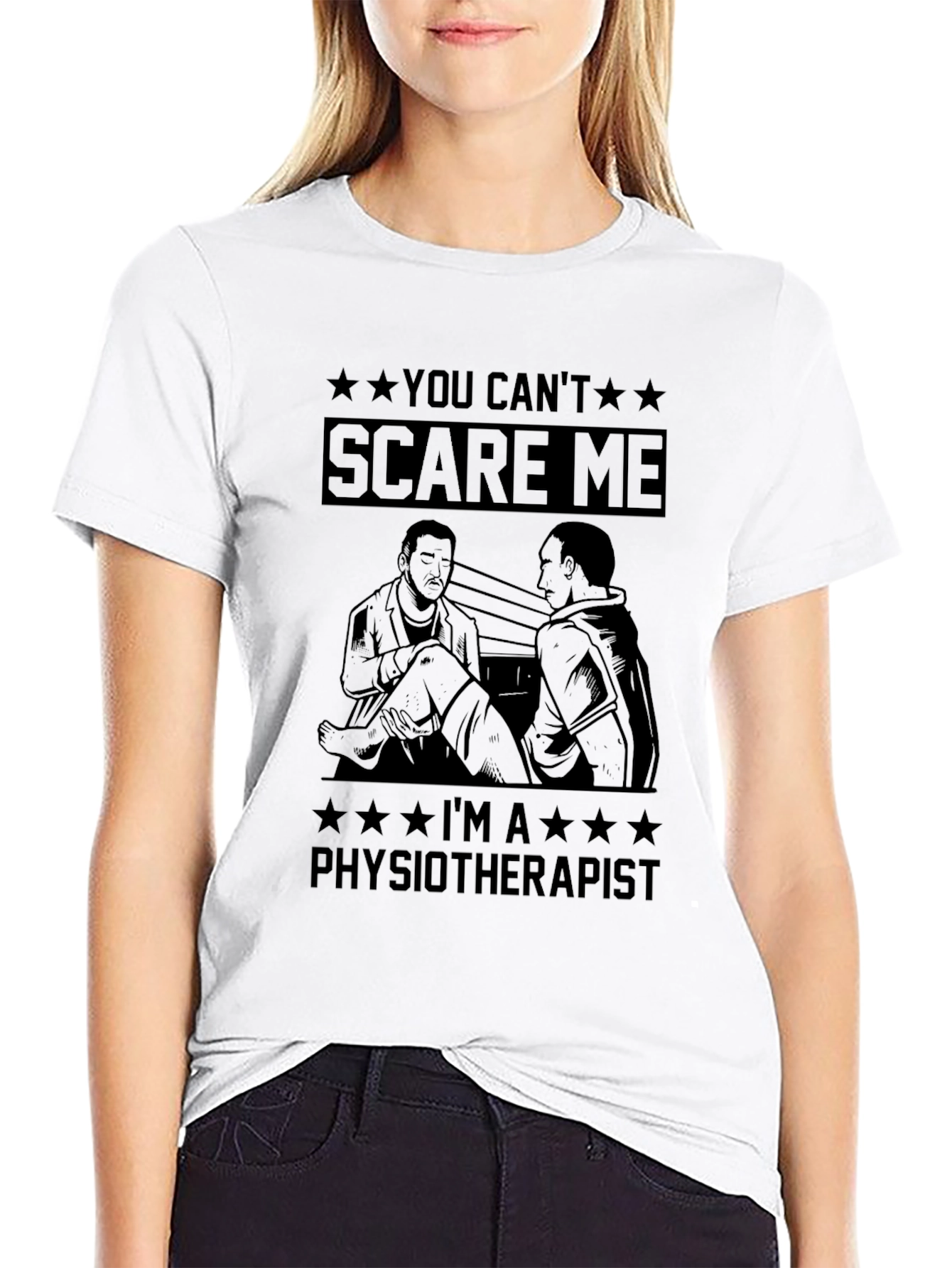 Black Physiotherapist T-Shirt - You Can't Scare Me view 9