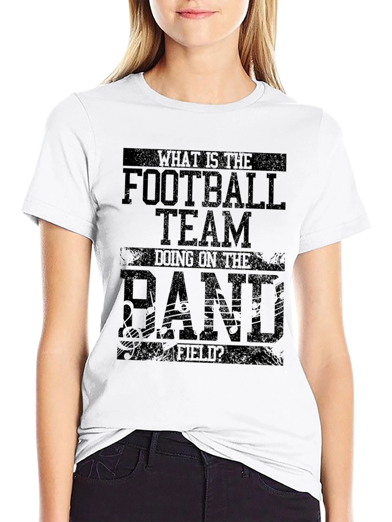 Black Funny Football Team Band Field Black T-Shirt view 9