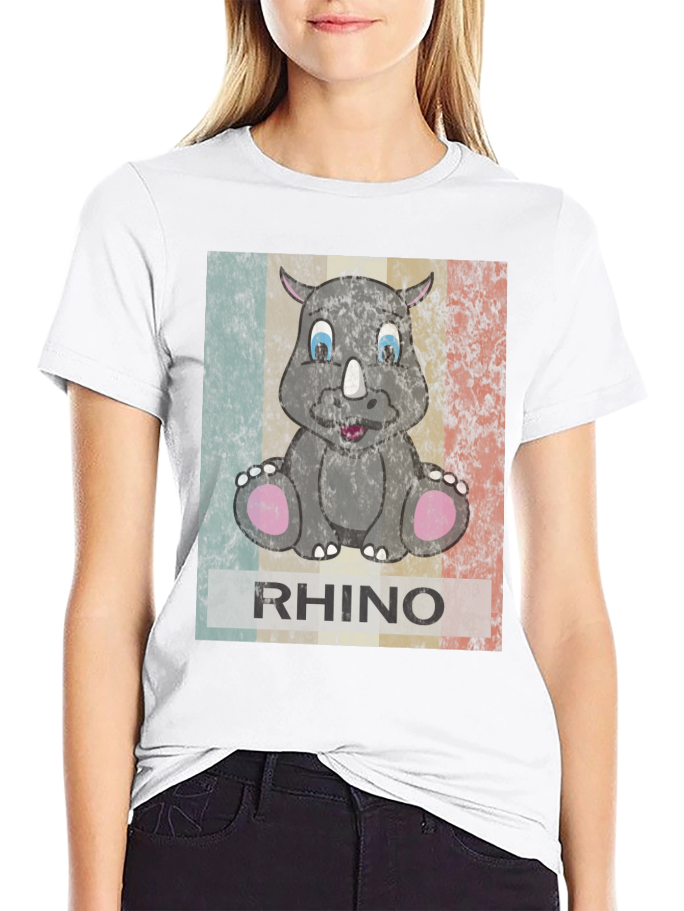 Black Retro Rhino Graphic T-Shirt - Men's Black Tee view 9