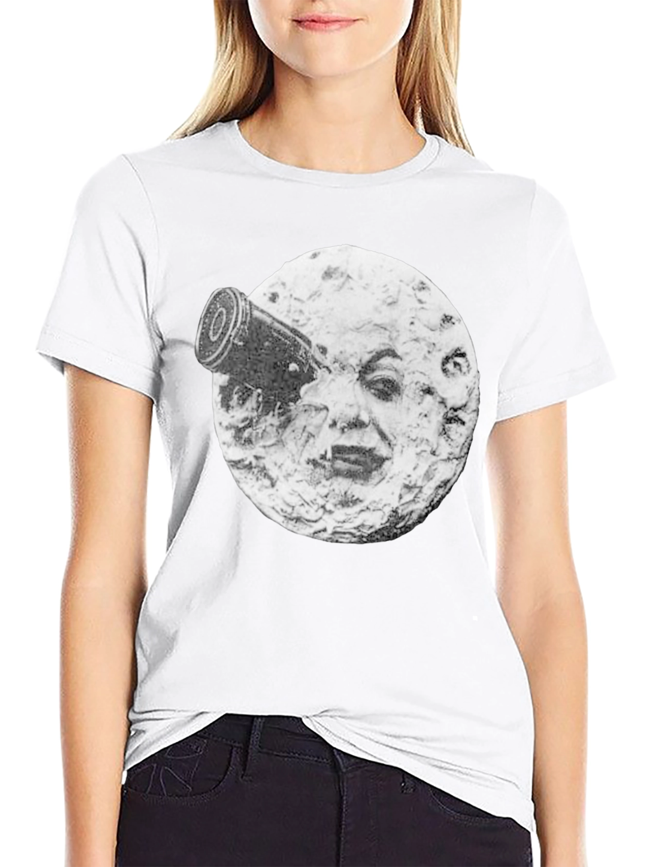 Black A Trip to the Moon T-Shirt, Black Crew Neck view 9