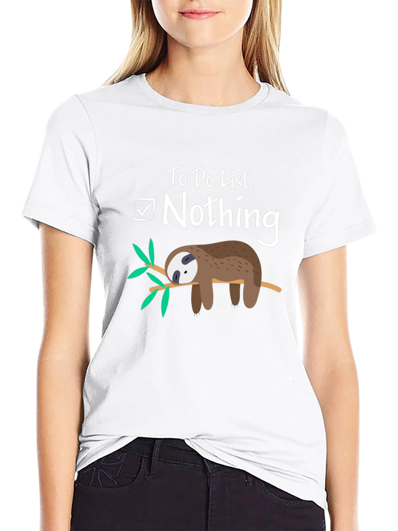Black Lazy Sloth T-Shirt - To Do List: Nothing view 9