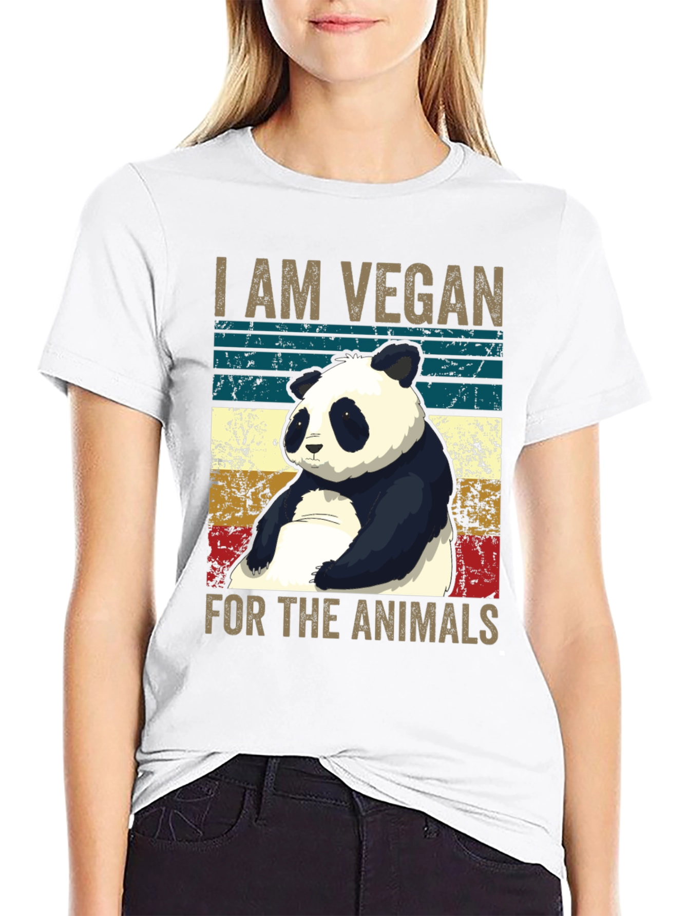 Black Vegan Panda Graphic Tee - Animal Lover T-Shirt view 9