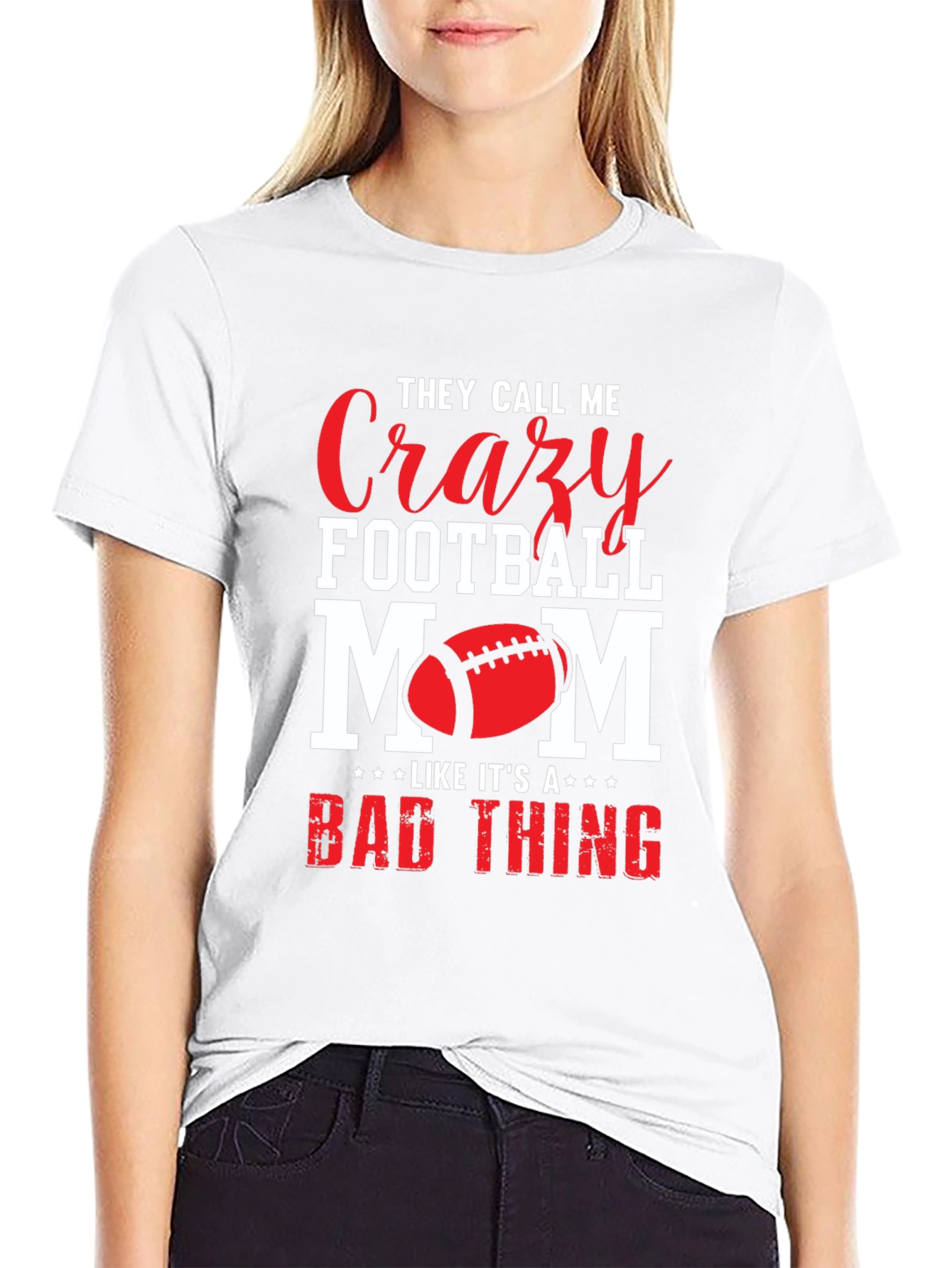 Crazy Football Mom Graphic T-Shirt - 9