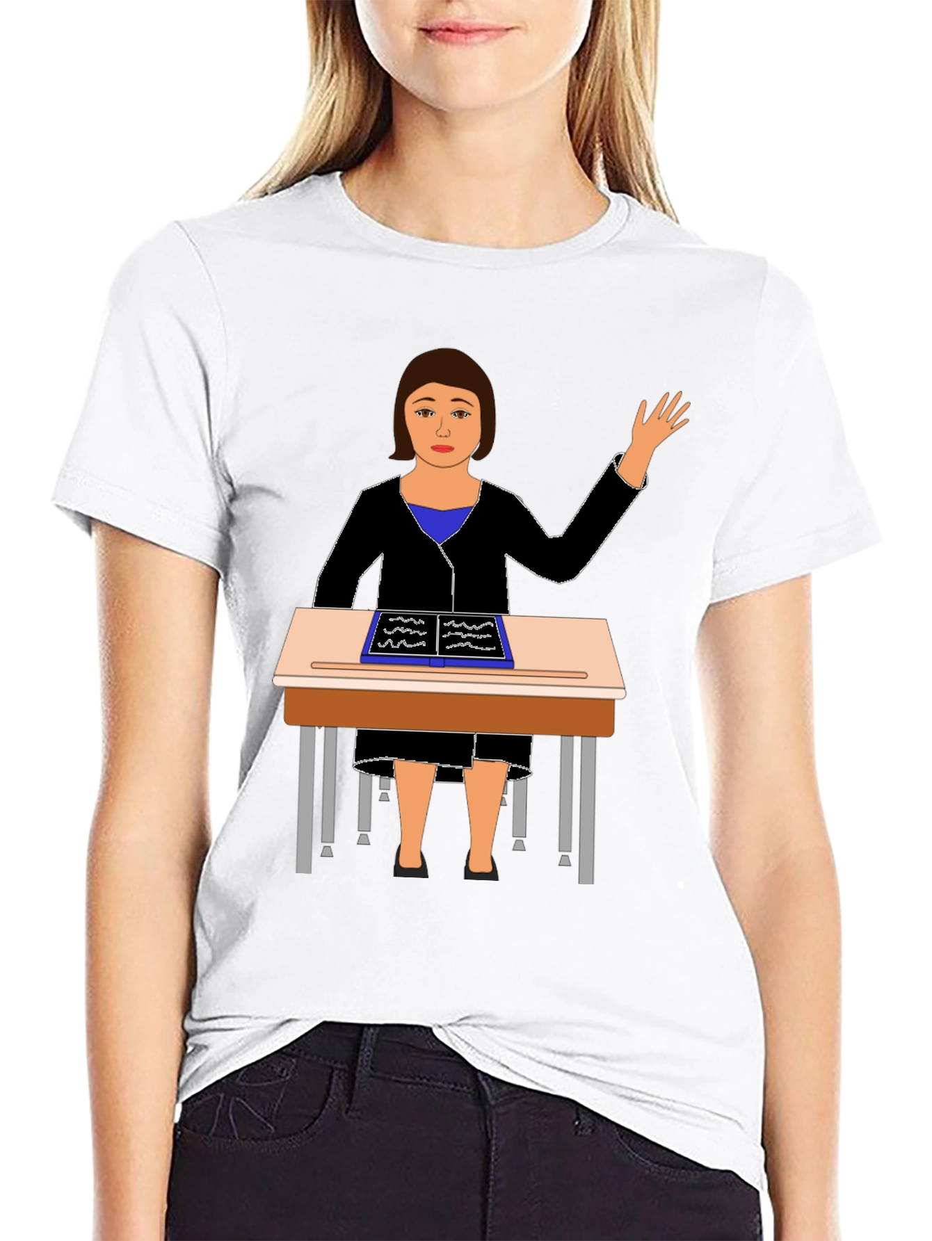 Black Teacher at Desk Graphic Tee view 9