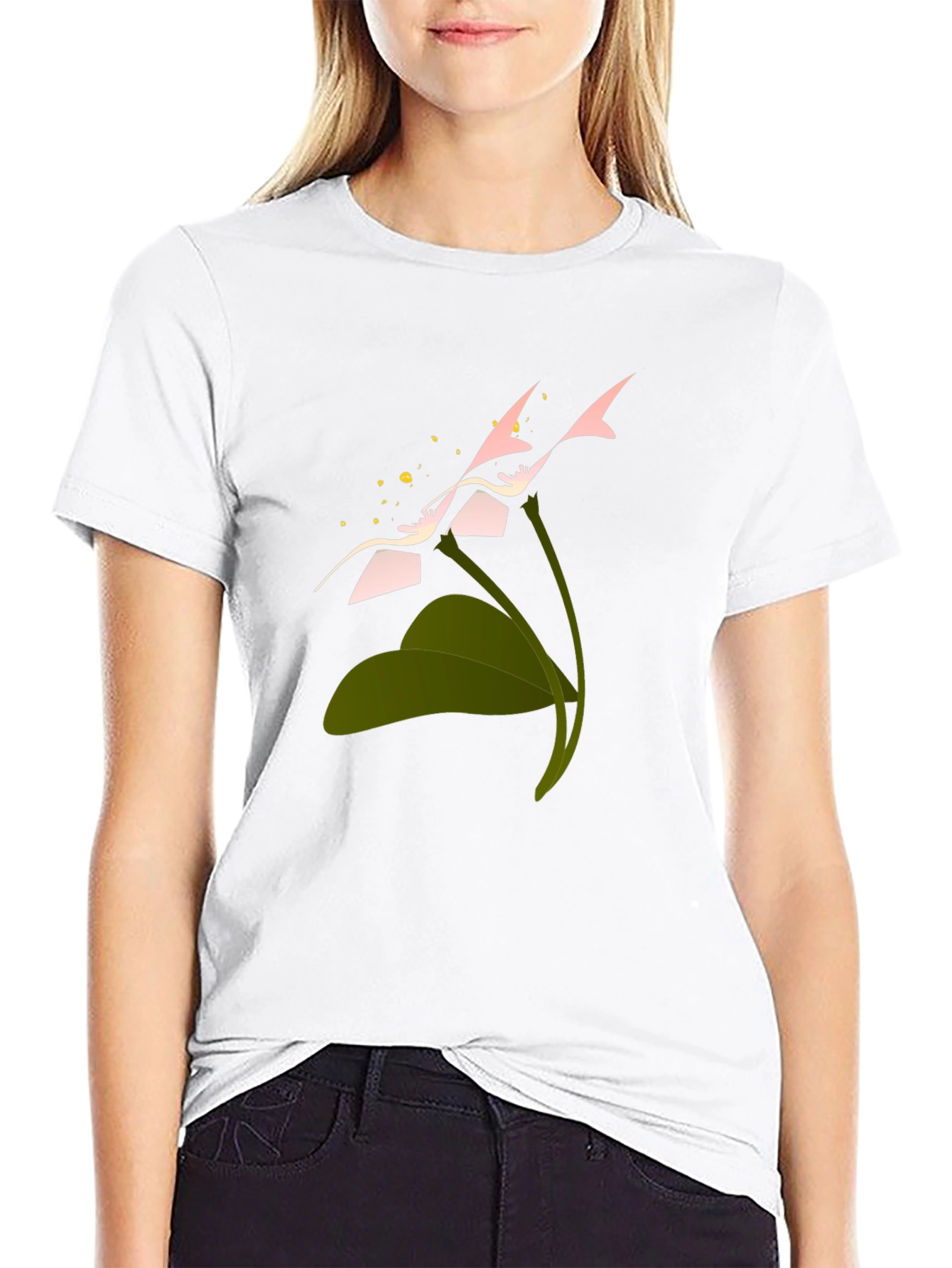 Black Stylish Black Tee with Floral Graphic view 9