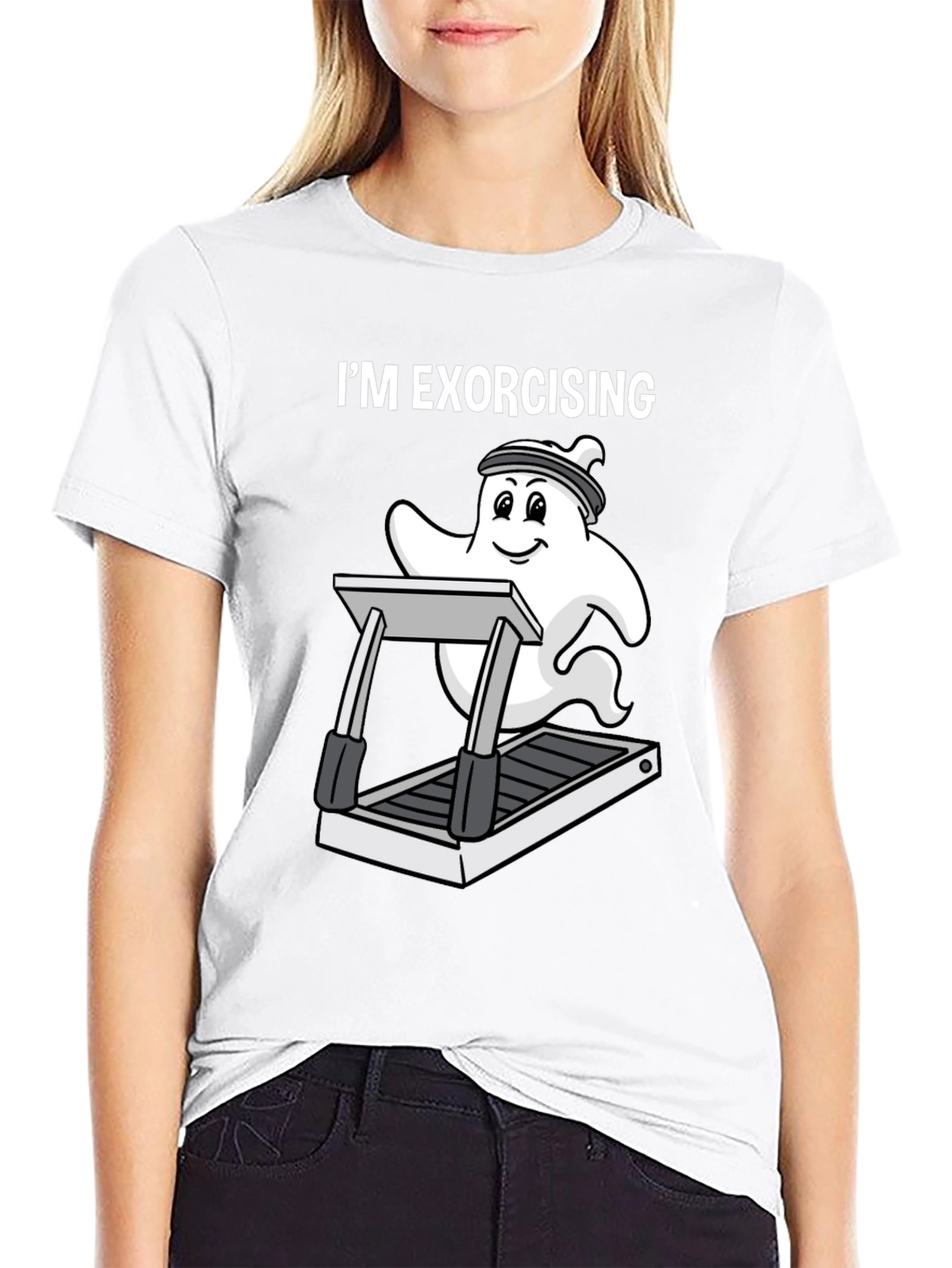 Black Funny Ghost Exorcising T-Shirt view 9