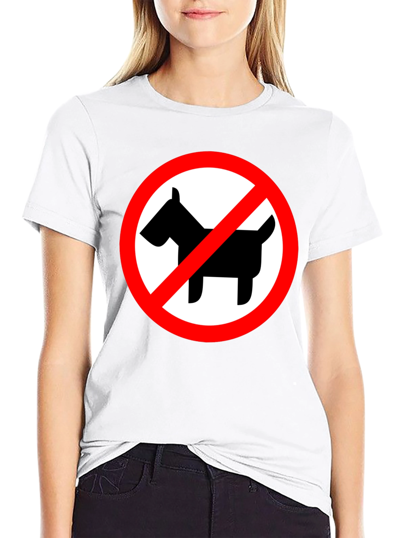 Black No Dogs Allowed Black Crew Neck T-Shirt view 9