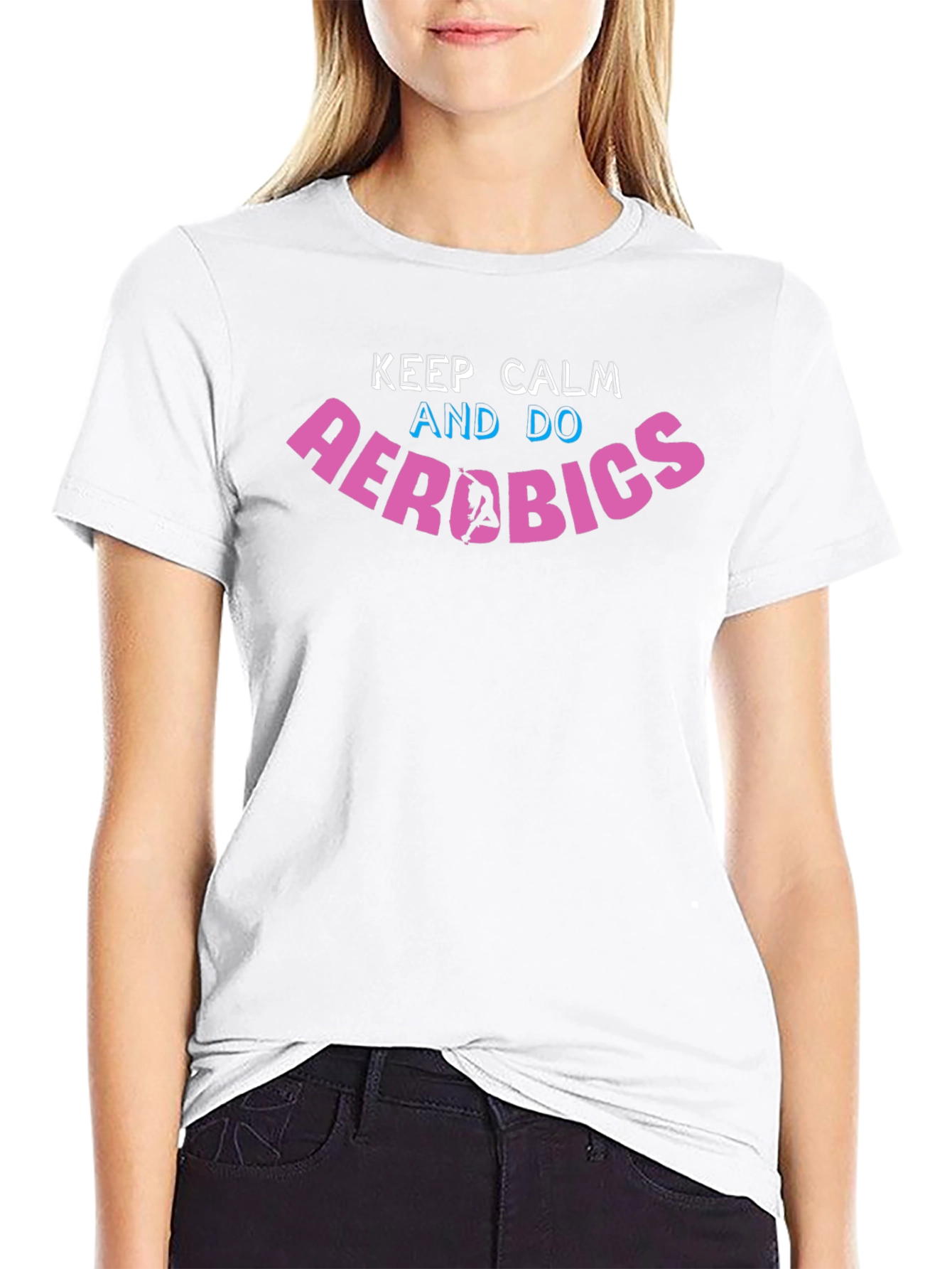 Black Keep Calm Aerobics T-Shirt view 9