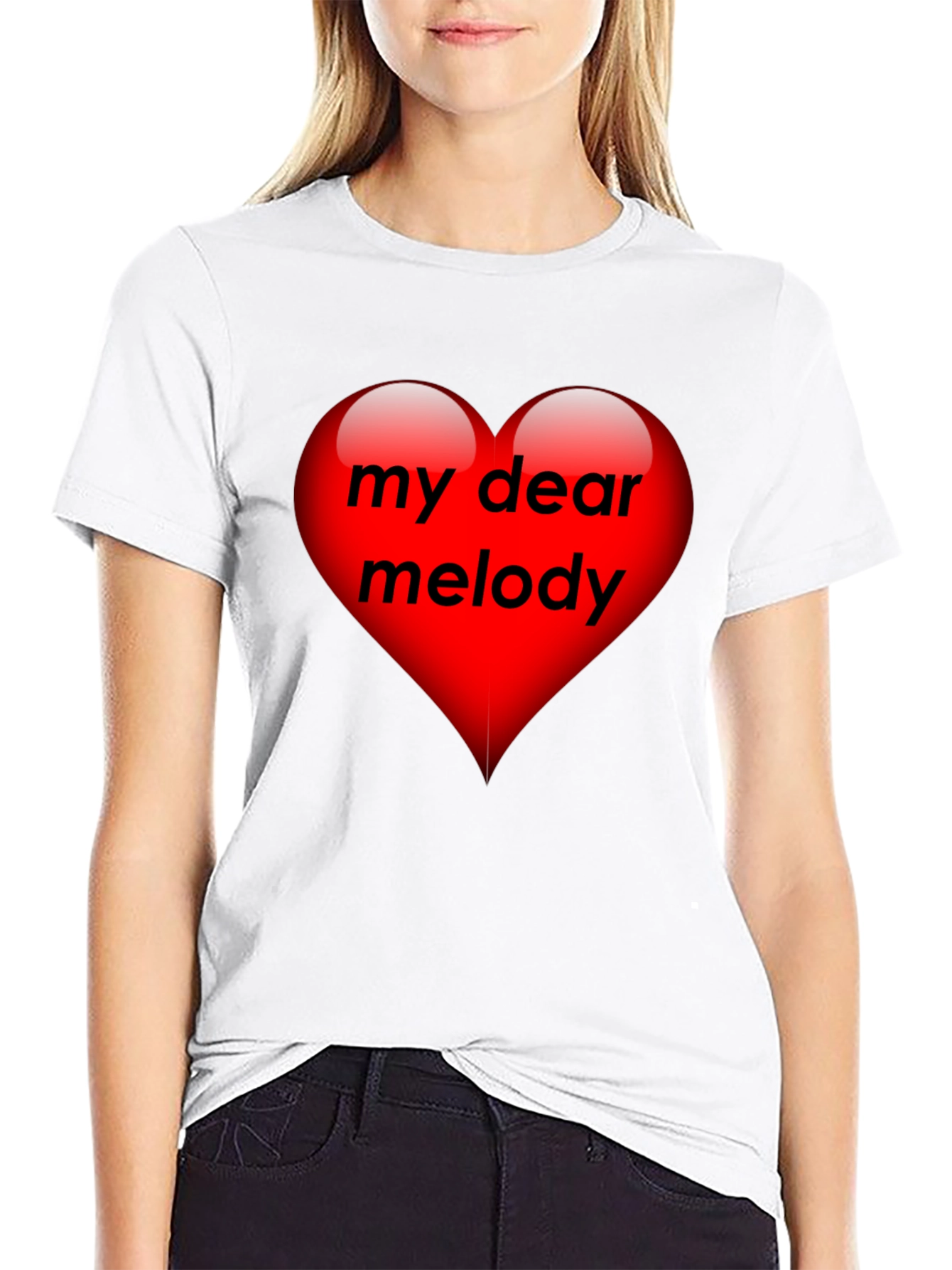 Black My Dear Melody Heart Graphic T-Shirt view 9