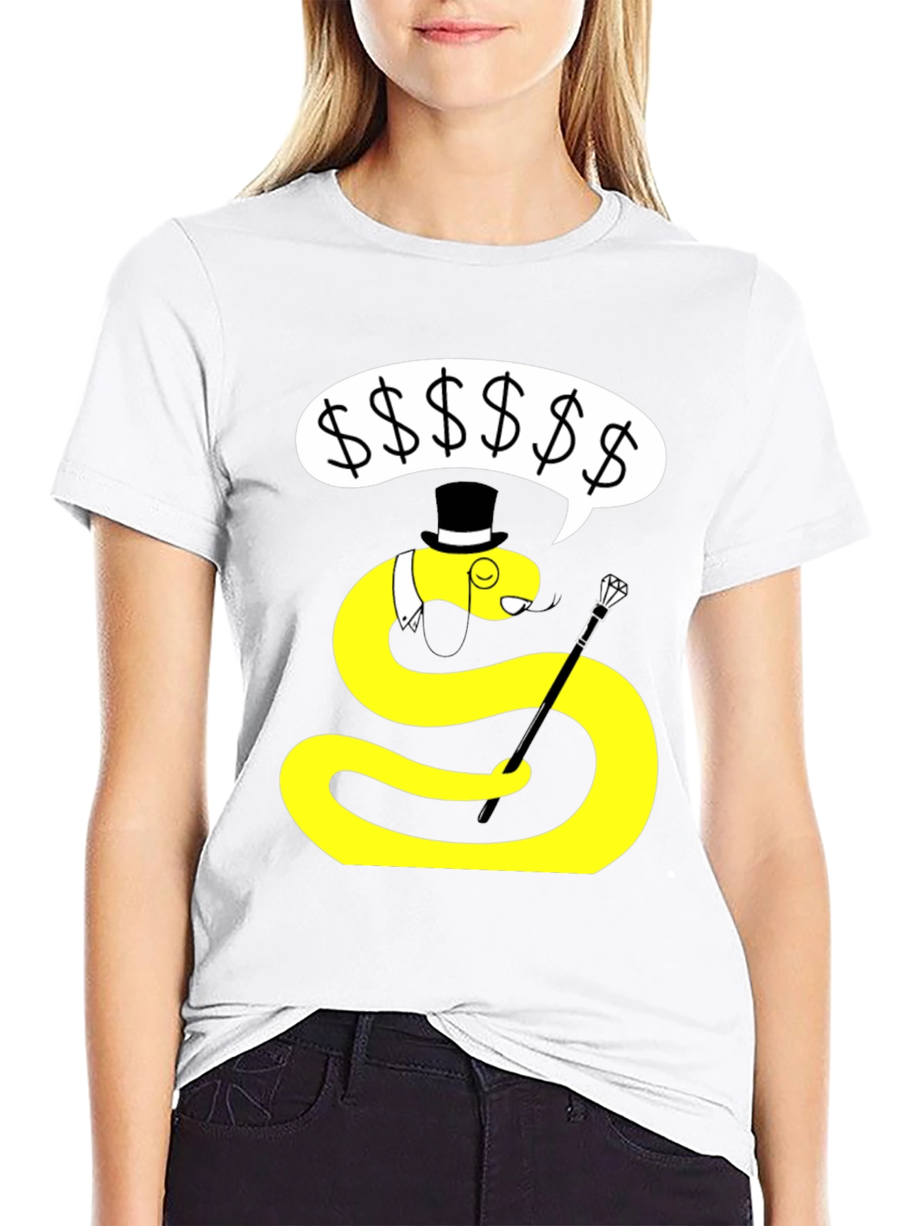 Black Dapper Snake T-Shirt - Funny Cartoon Animal Tee view 9