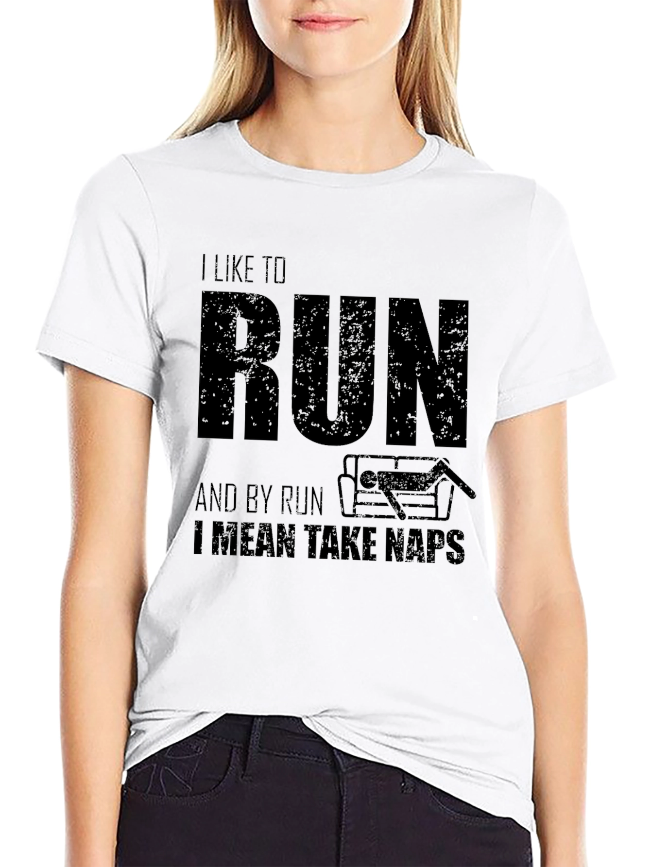 Black I Like to Run Funny Nap T-Shirt view 9