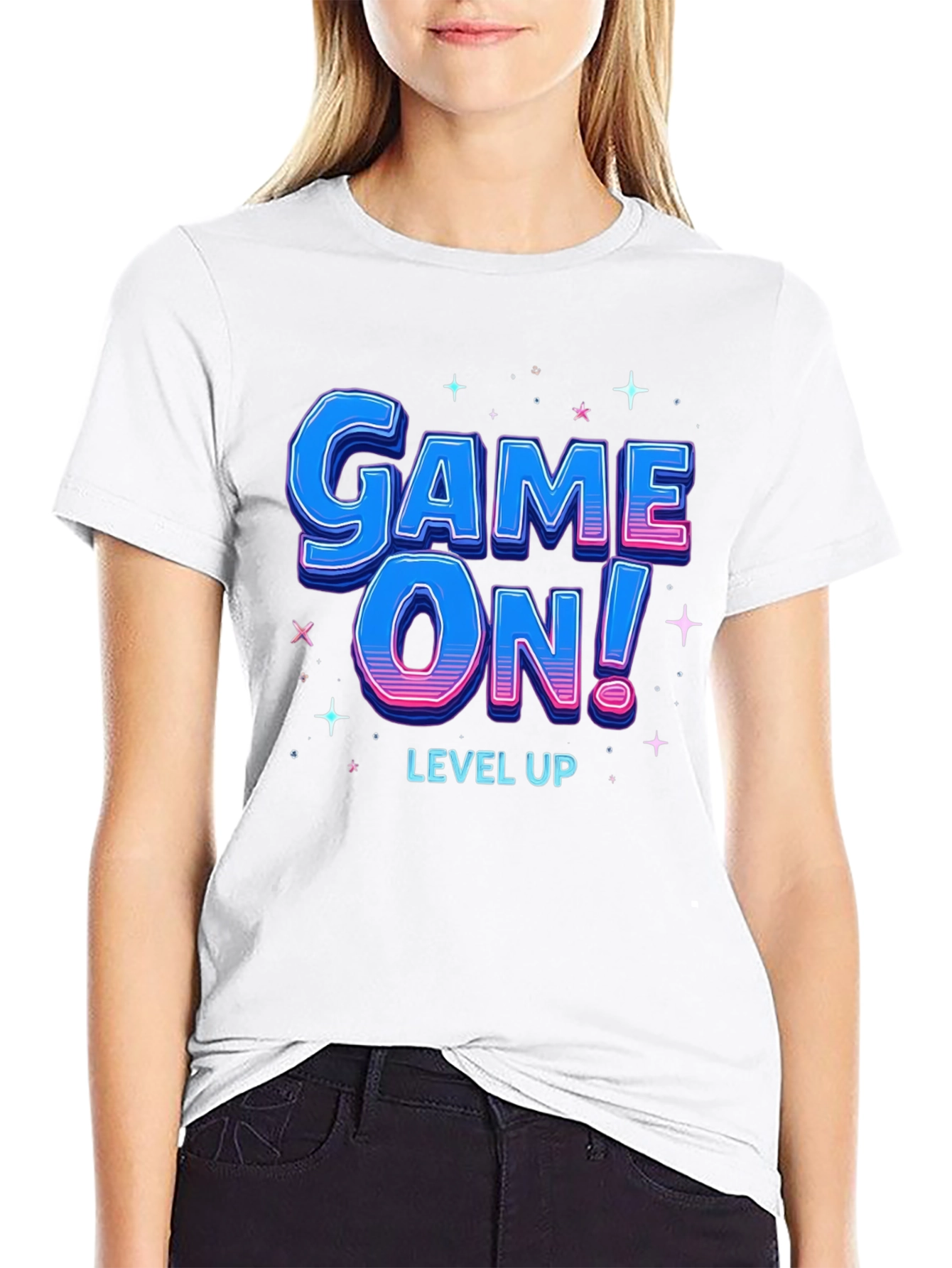 Black Game On! Level Up T-Shirt - Gamer Style view 9
