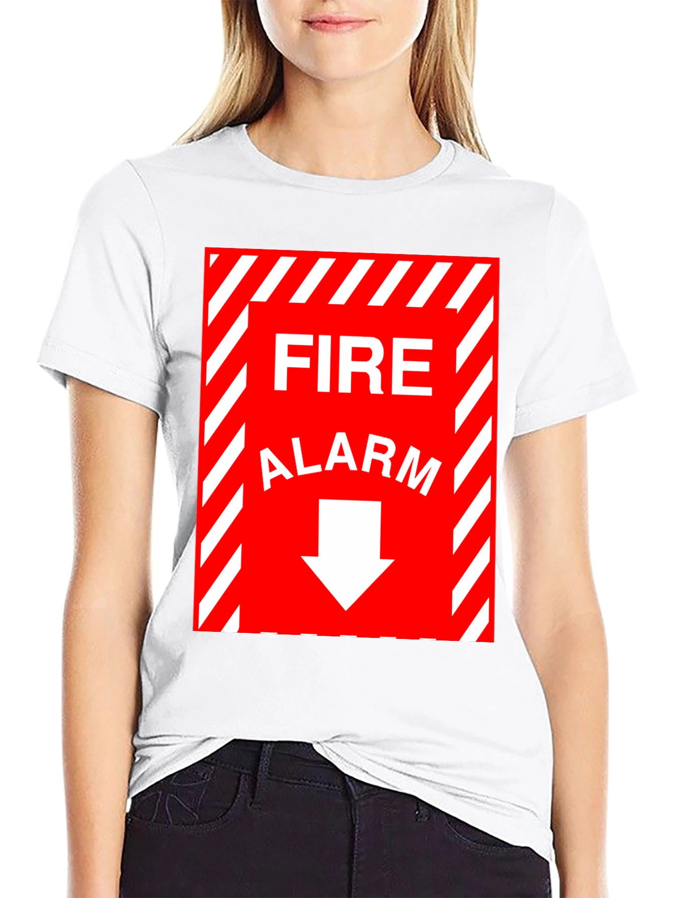 Black Fire Alarm Graphic Tee - Novelty T-Shirt view 9