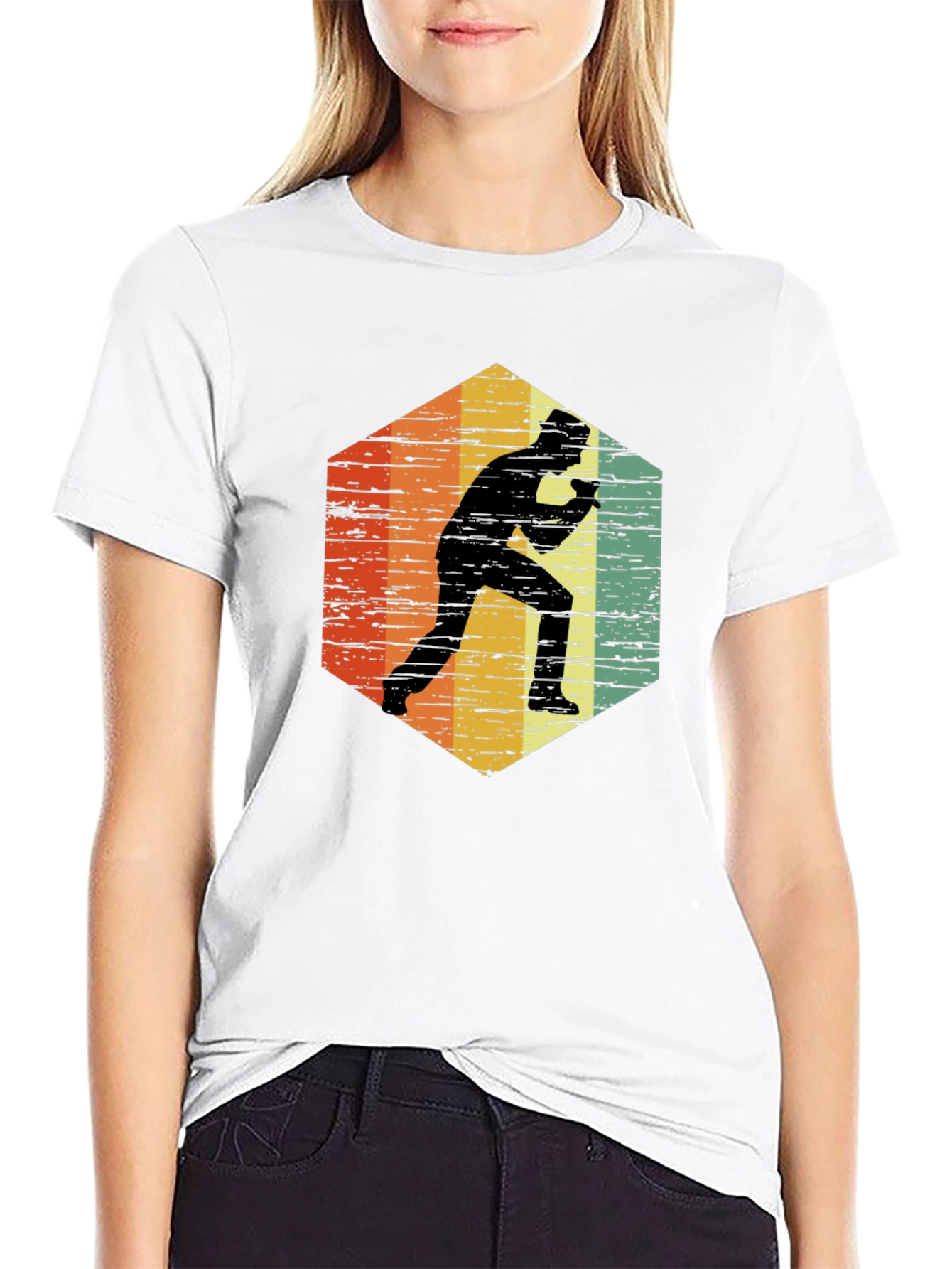 Black Retro Table Tennis Player T-Shirt view 9