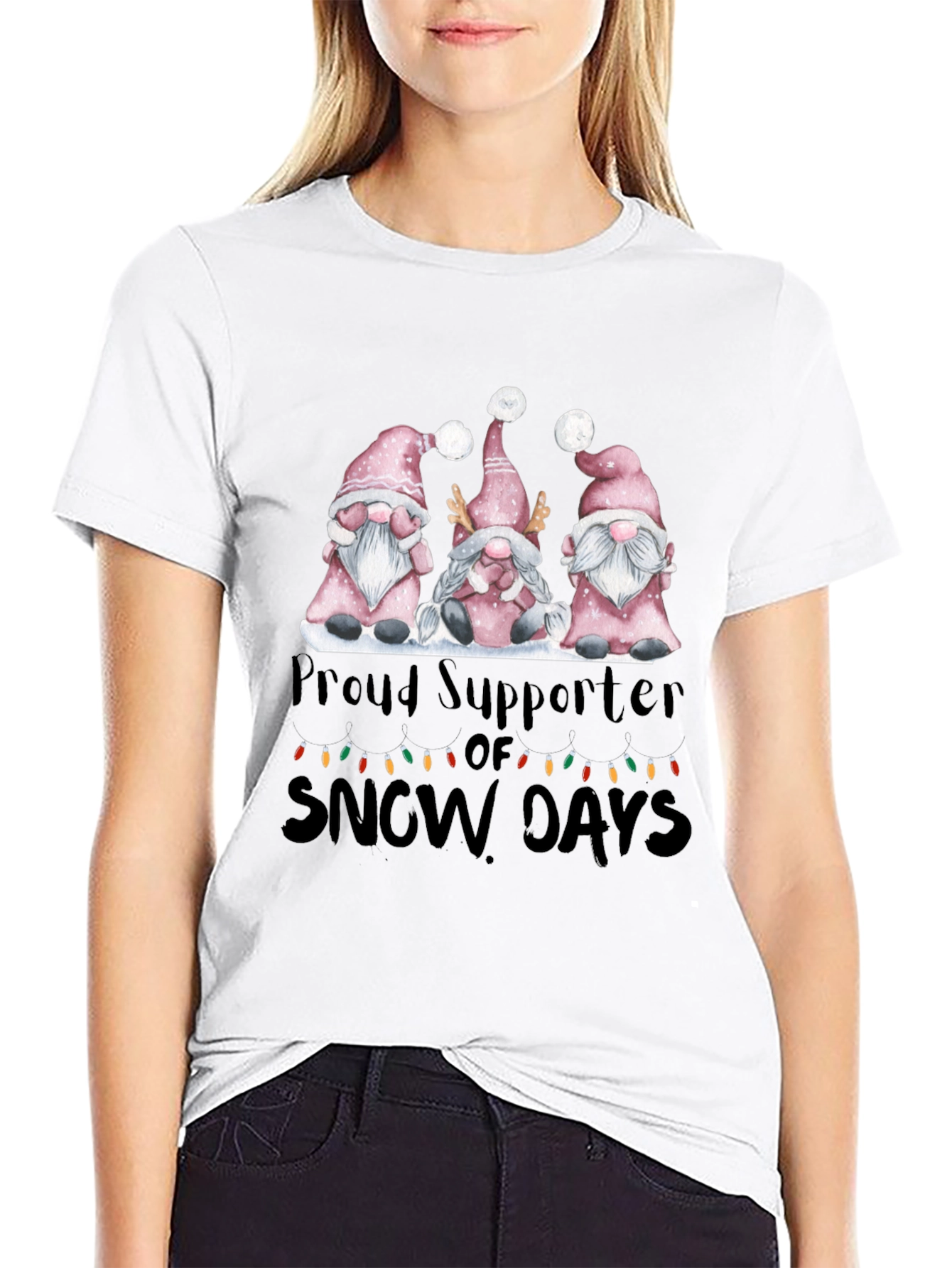 Black Proud Supporter of Snow Days Gnome T-Shirt view 9