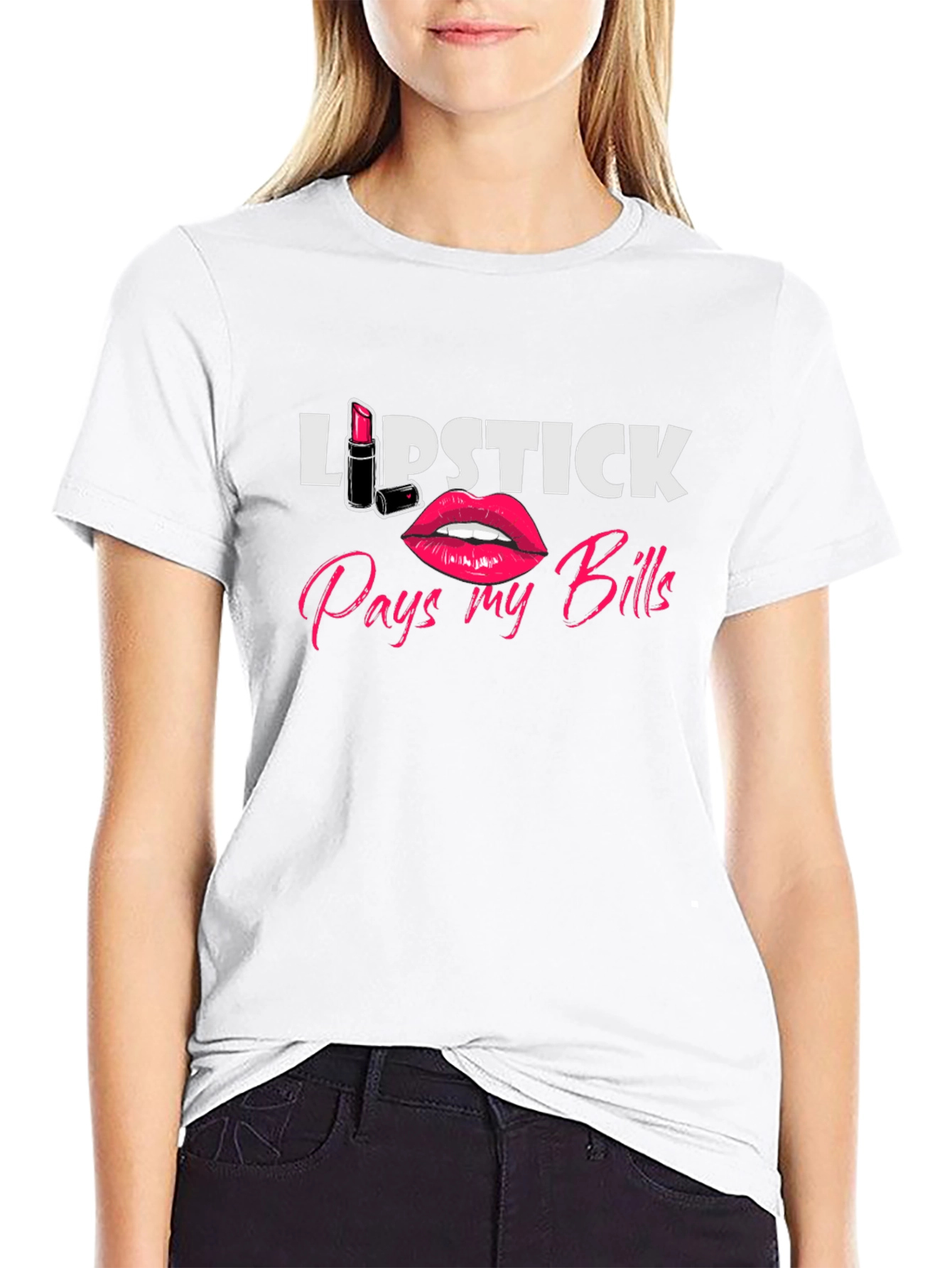 Black Lipstick Pays My Bills Graphic T-Shirt view 9