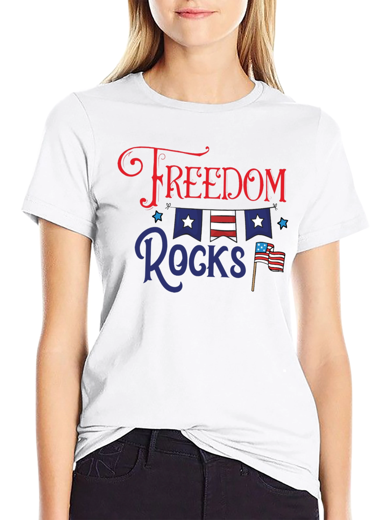 Black Freedom Rocks Patriotic T-Shirt view 9