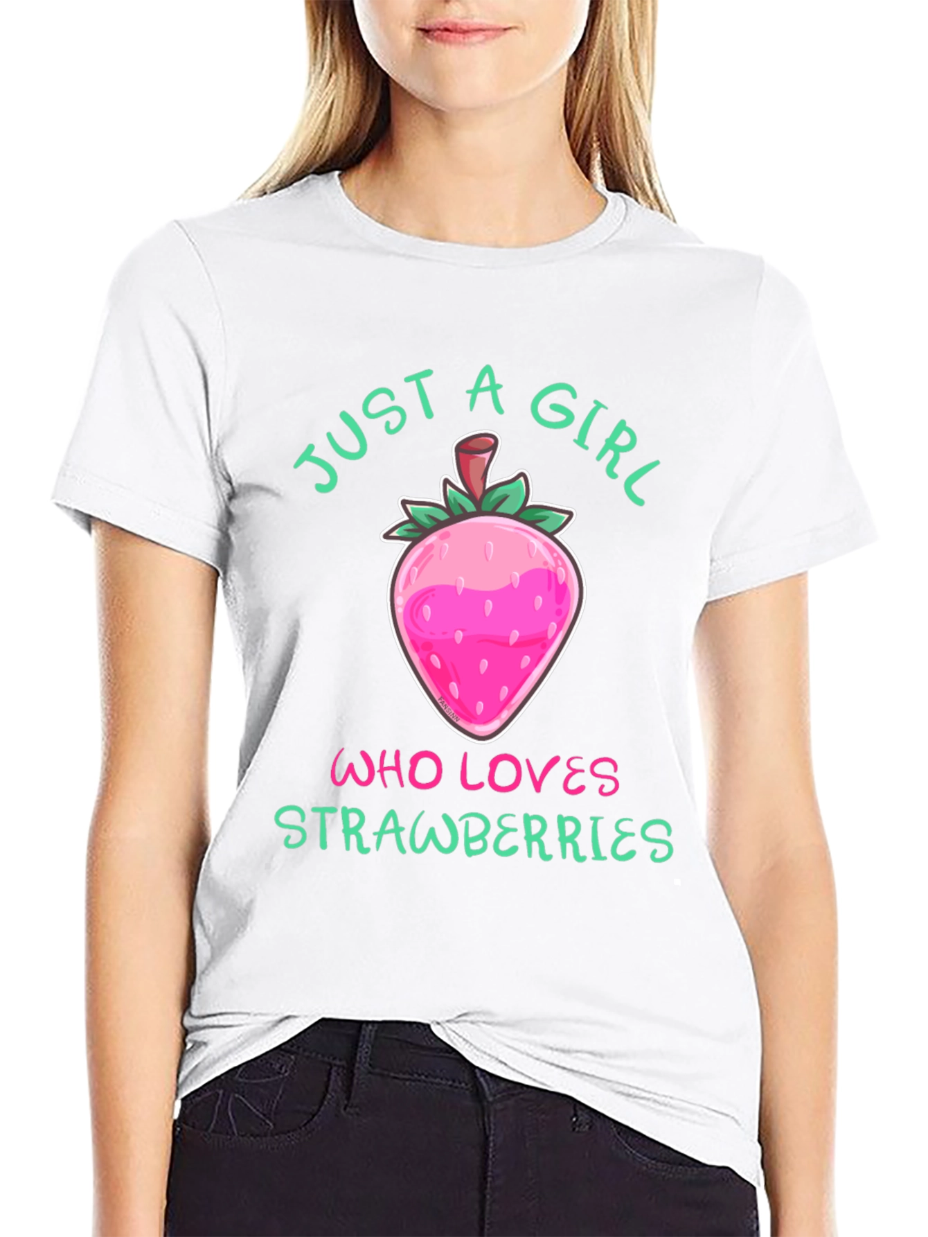 Black Strawberry Lover T-Shirt - Just A Girl Who Loves Strawberries view 9