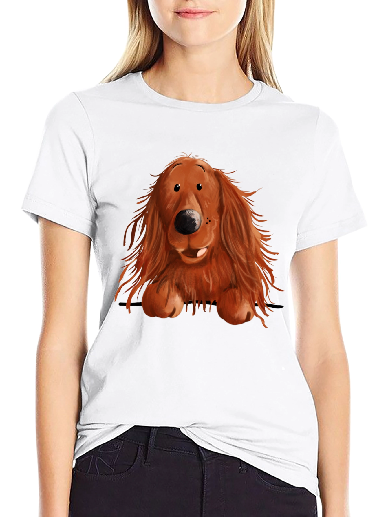 Black Cute Dog Graphic Print T-Shirt view 9