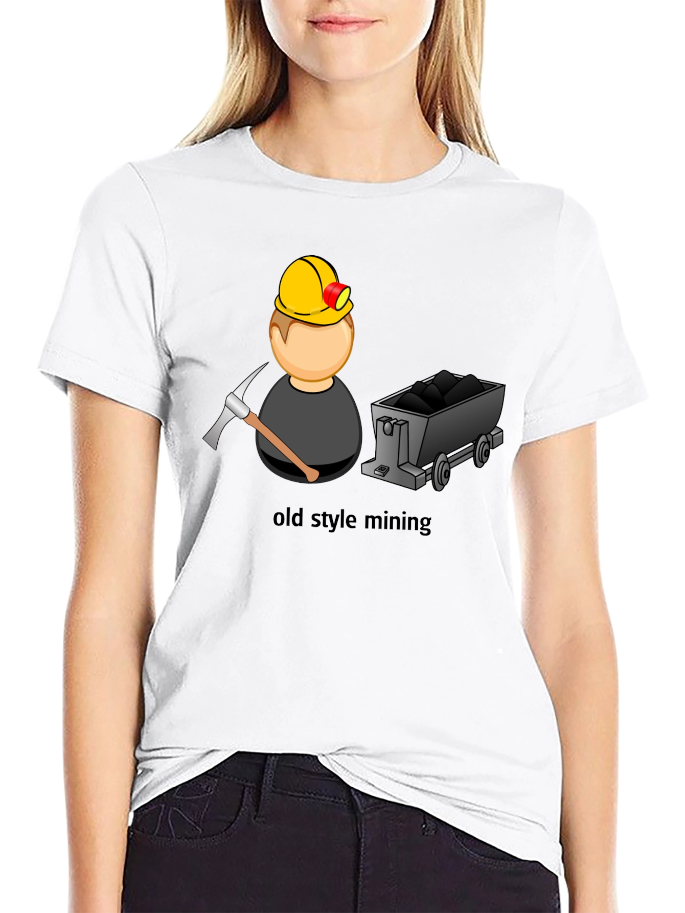 Black Old Style Mining T-Shirt - Classic Design view 9