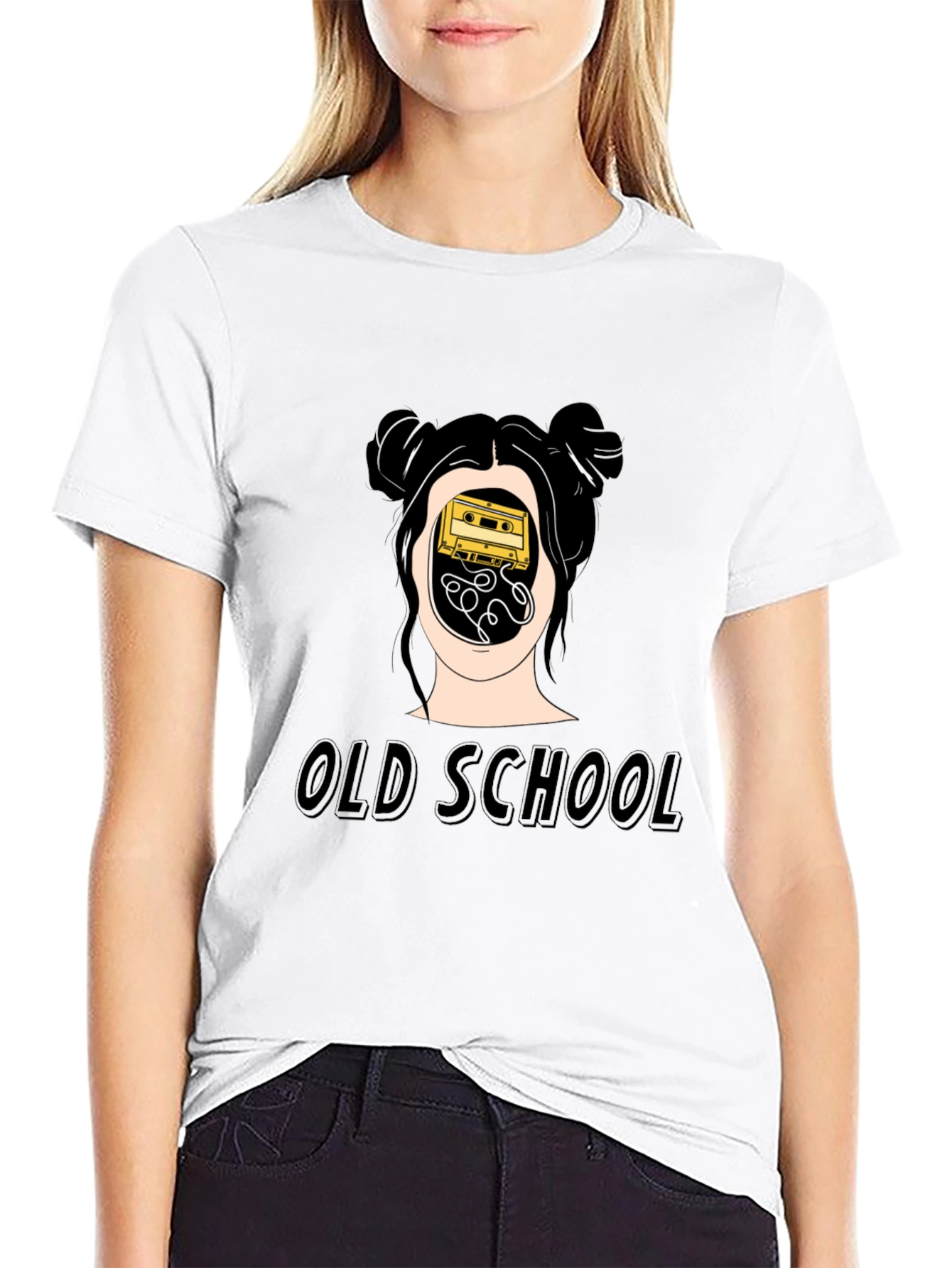Black Old School Cassette Tape Graphic Tee view 9