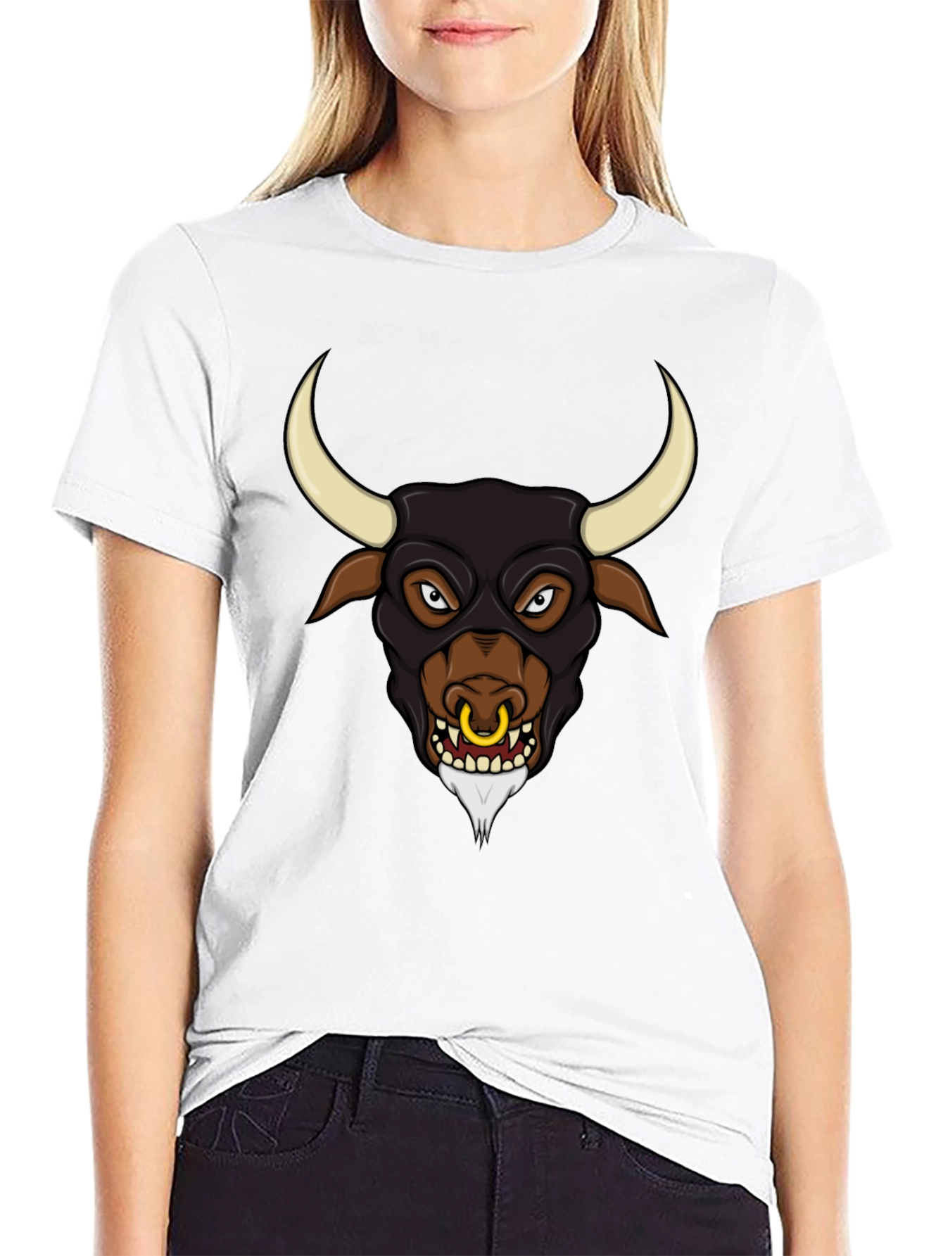 Black Black Graphic Tee - Angry Bull Design view 9