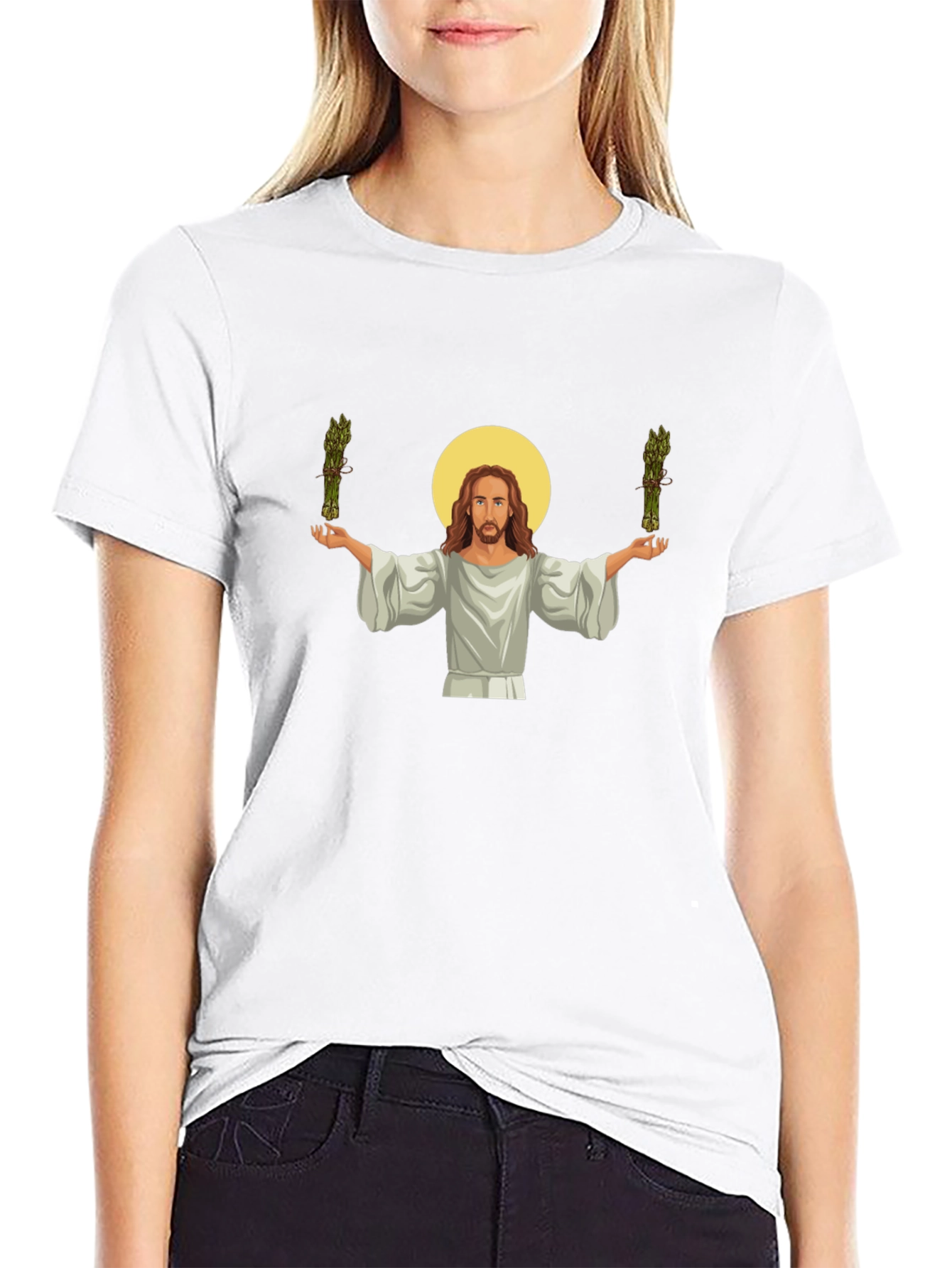 Black Jesus Asparagus Funny Graphic T-Shirt view 9