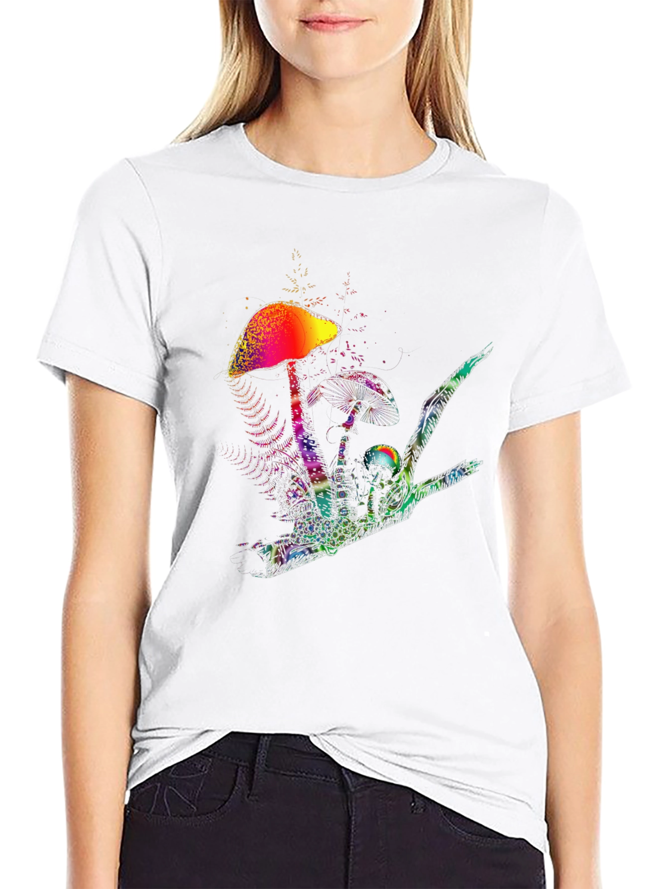 Black Psychedelic Mushroom Graphic T-Shirt view 9