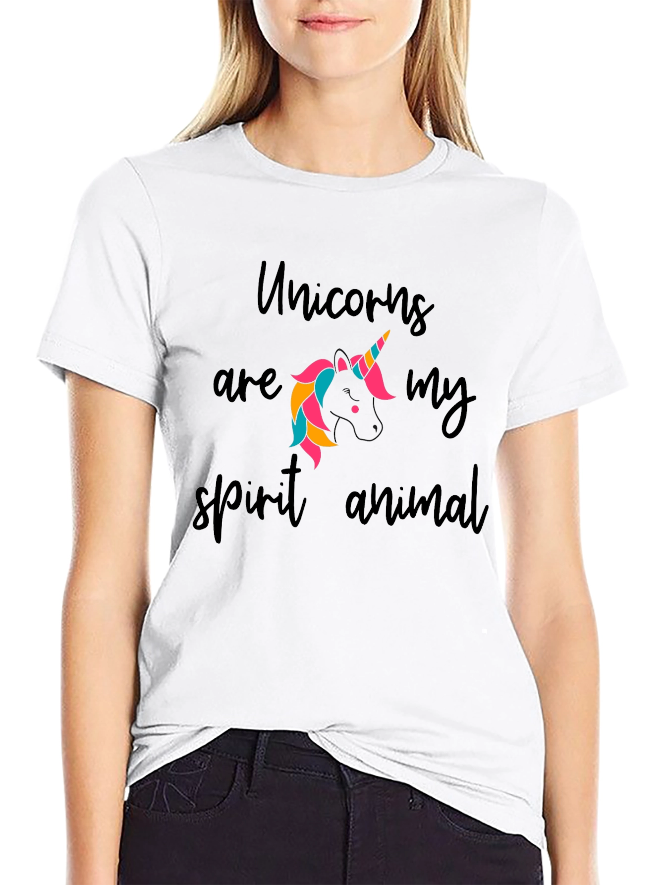 Black Unicorn Spirit Animal Graphic Tee - Black view 9