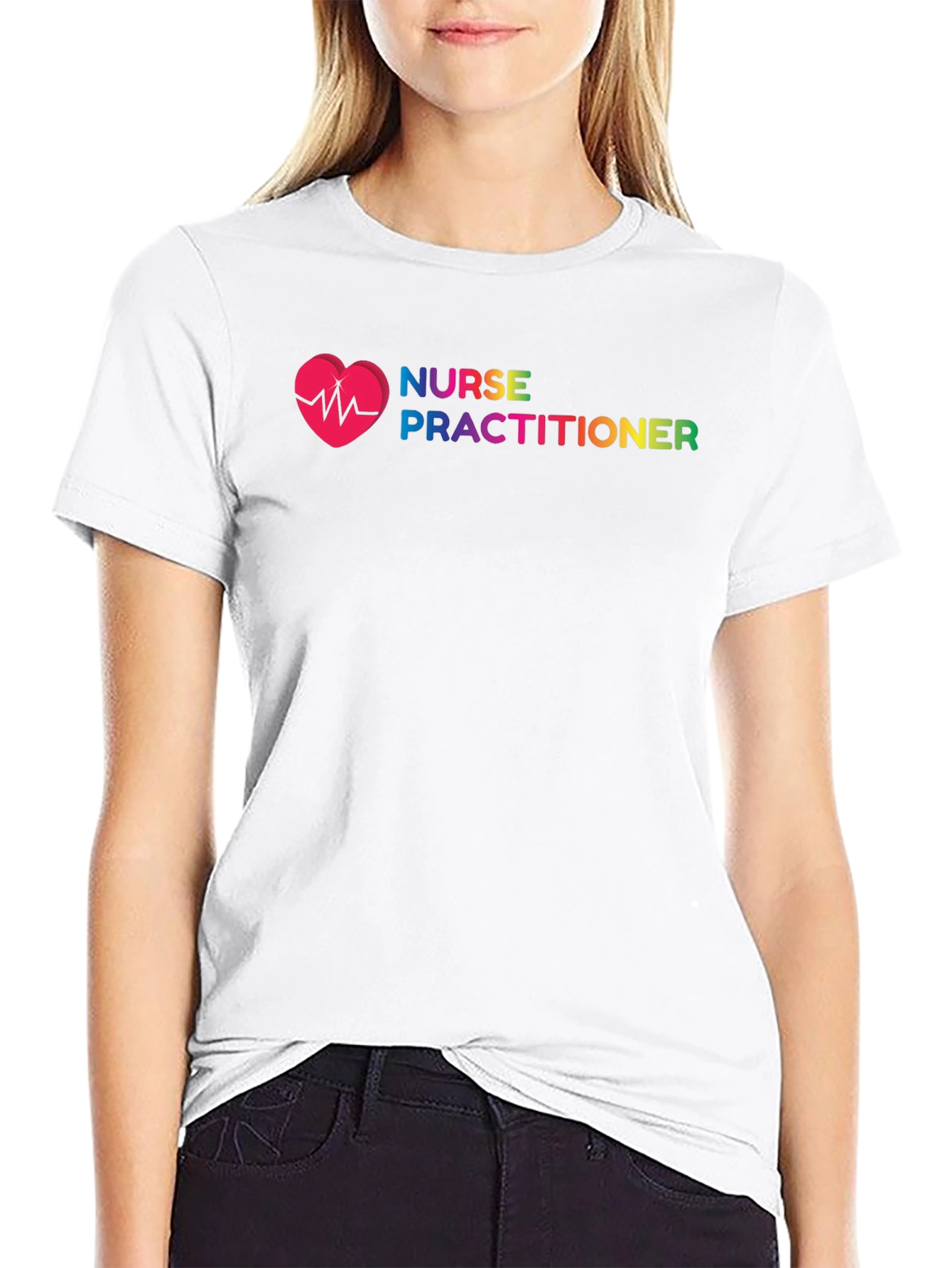 Nurse Practitioner Rainbow Heartbeat T-Shirt - 9