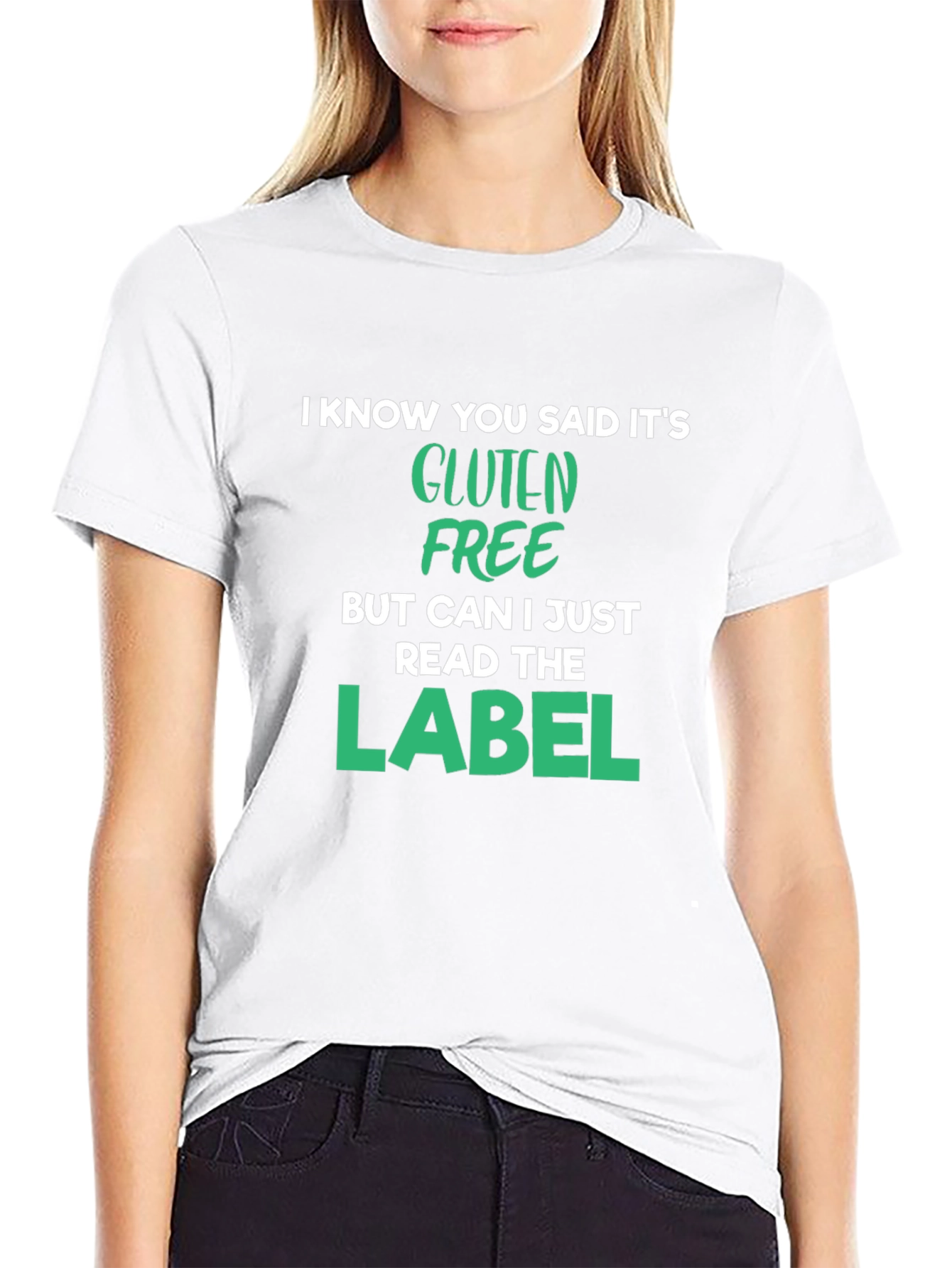Black Gluten Free Label T-Shirt Funny Food Allergy Tee view 9