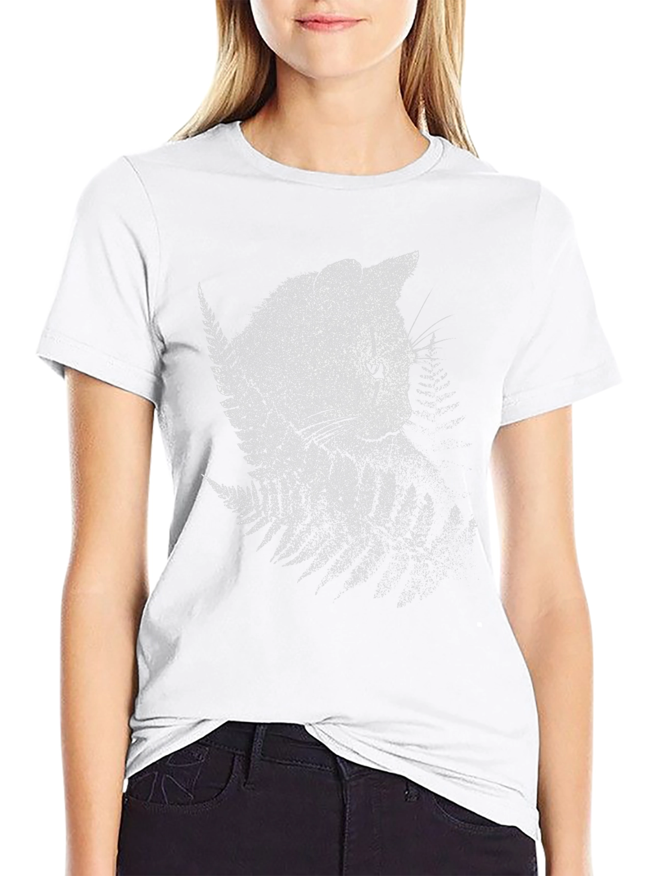 Black Cat Fern T-Shirt - Nature Inspired Graphic Tee view 9