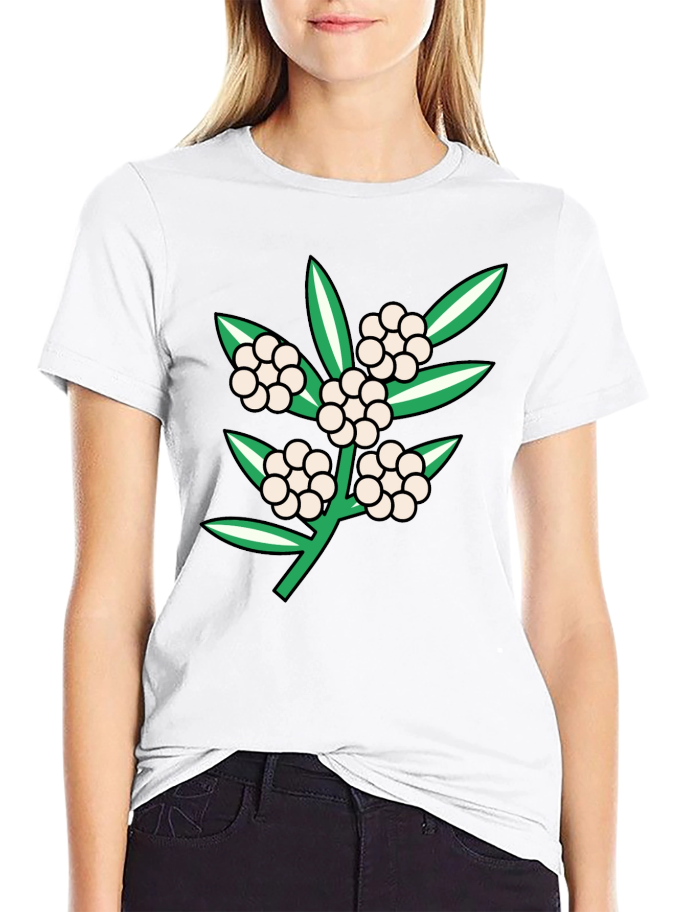 Black Floral Design Tee - Black Cotton Blend view 9