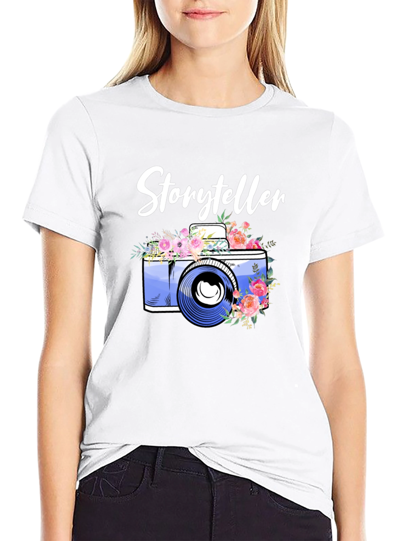 Black Storyteller Camera Floral T-Shirt view 9
