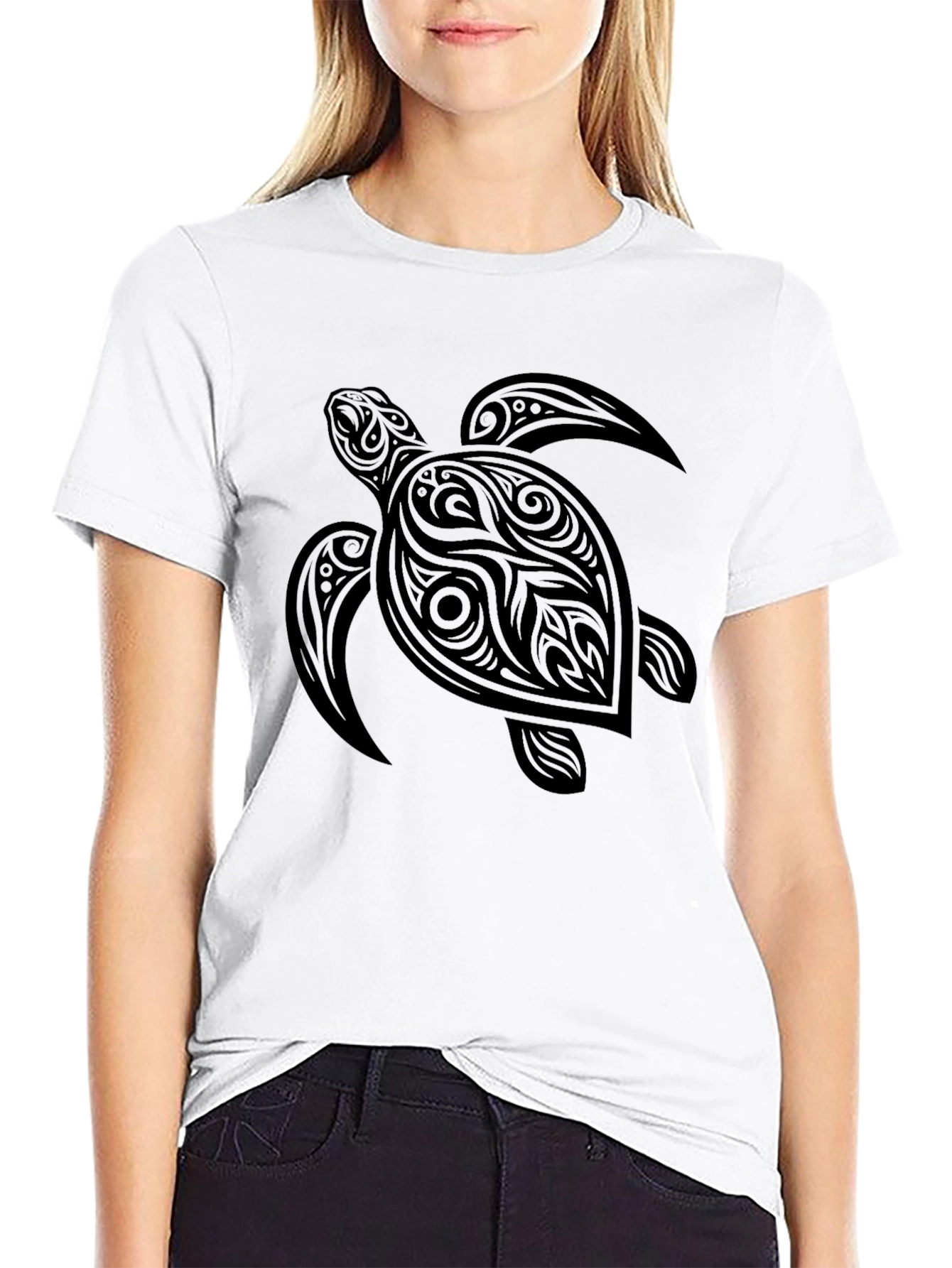 Black Tribal Turtle Graphic Tee - Men's Black T-Shirt view 9