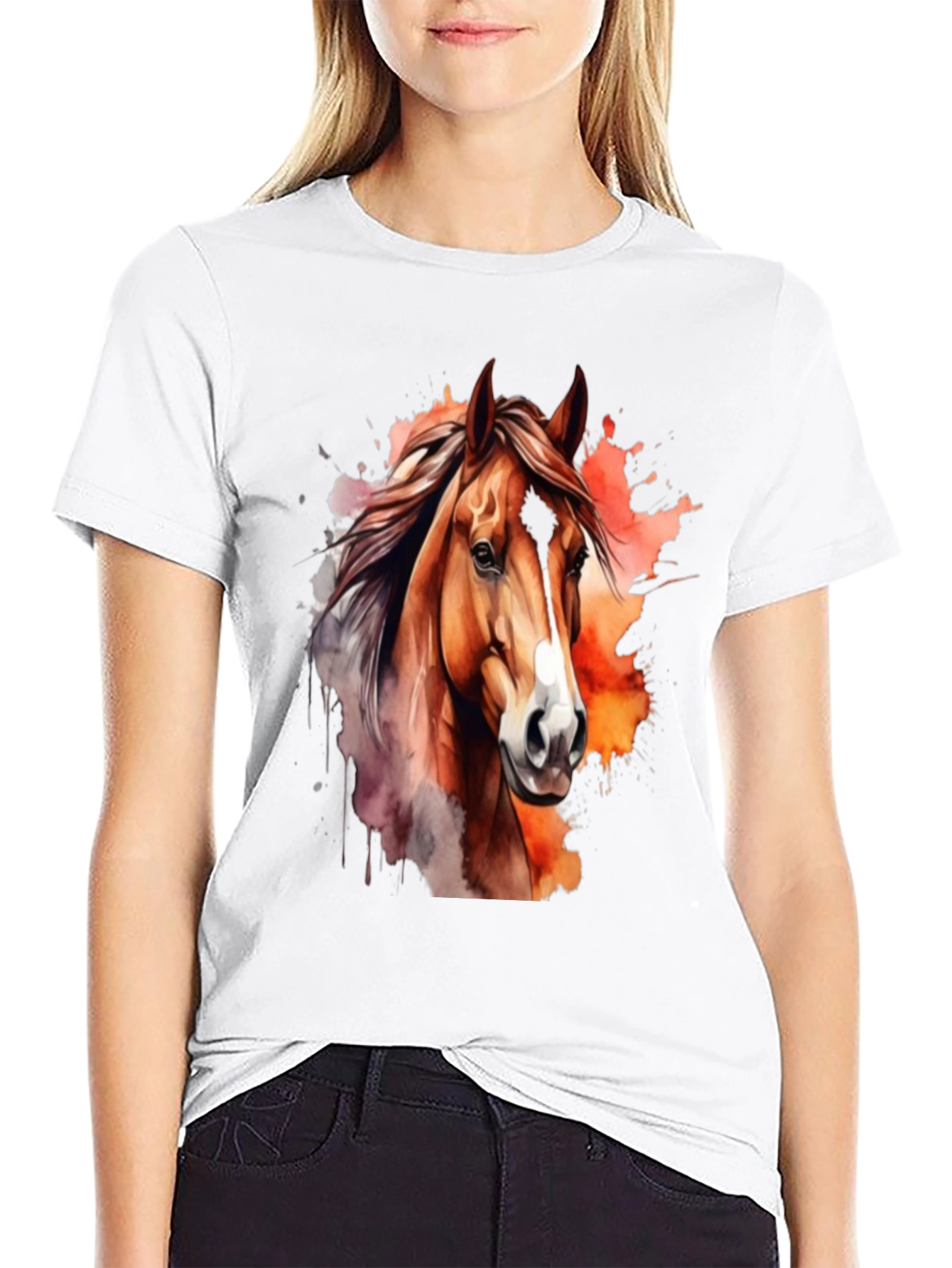 Black Horse Watercolor Graphic T-Shirt - Stylish Men's Tee view 9