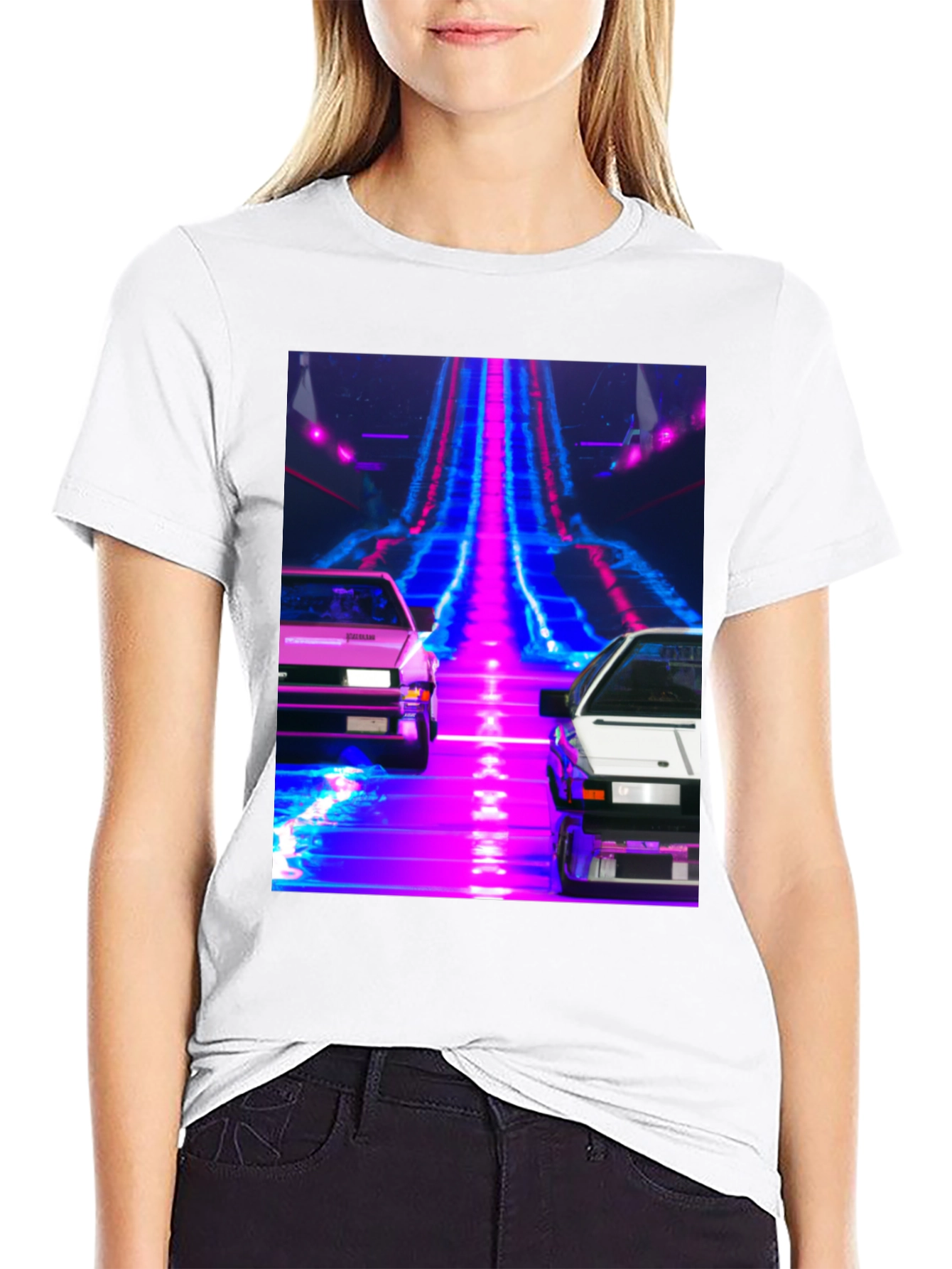 Black Retro Wave Car T-Shirt view 9