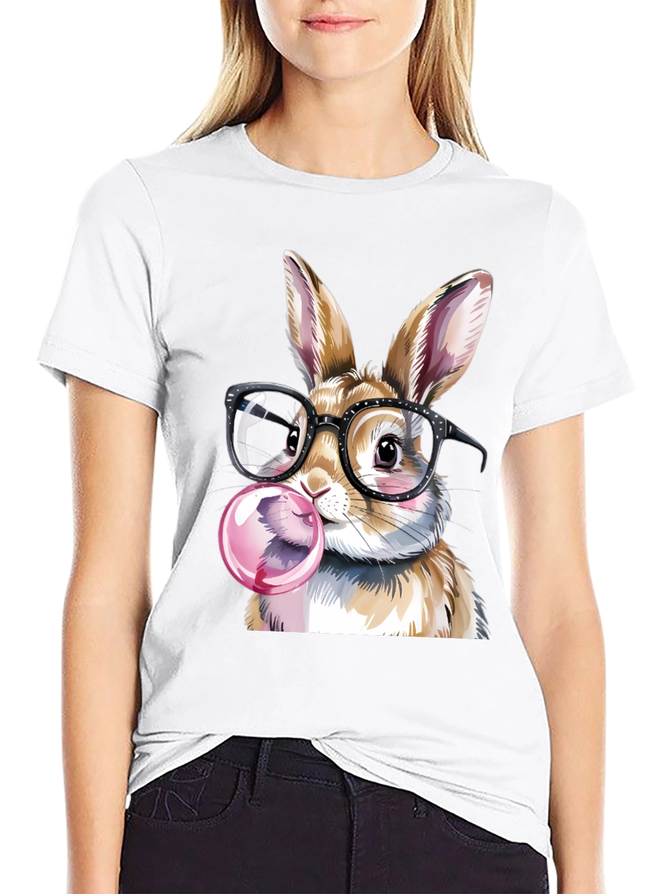 Black Rabbit with Glasses T-Shirt view 9